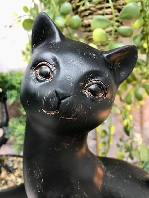 Figurine décorative de chat noir effet antique, cadeau idéal pour les amoureux des chats