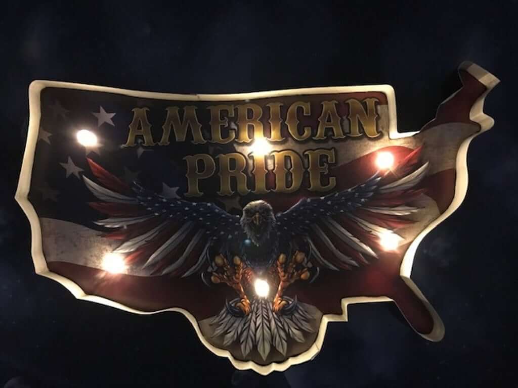 Vintage Metal 3D LED Logo Sign Garage American Eagle Man Cave Wall Plaque-Osiris Craftworks