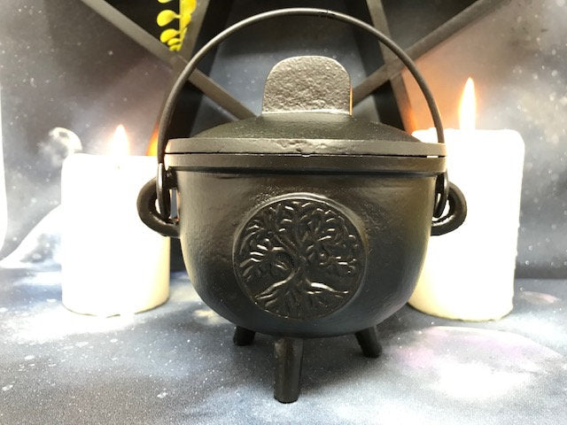 Cauldron For Ritual Cast Iron Tree of Life Cauldron, Wiccan Ritual Supplies, Pagan Altar