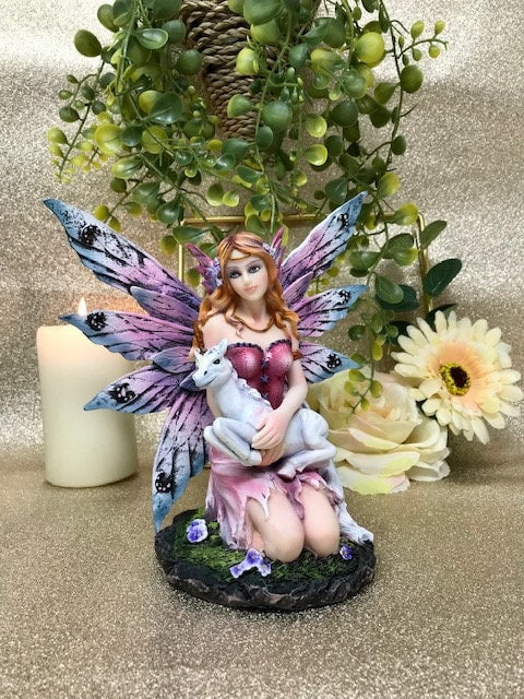 Mystical Faerie with Unicorn Companion Figurine - Enchanting Fairy and Mythical Creature Resin Statue for Whimsical Decor-Osiris Craftworks