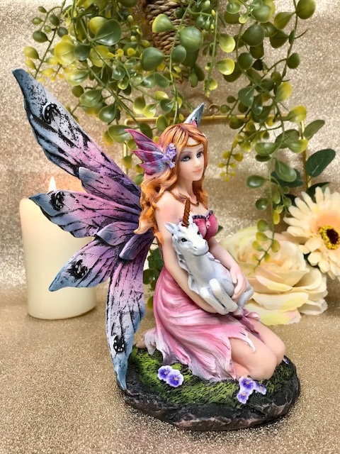 Mystical Faerie with Unicorn Companion Figurine - Enchanting Fairy and Mythical Creature Resin Statue for Whimsical Decor-Osiris Craftworks