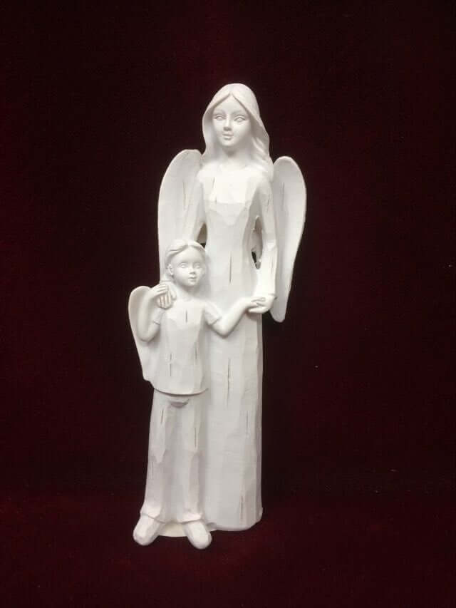 Guardian Angel with Child Figurine Statue Ornament Sculpture Figure Home Decoration Angels Collection-Osiris Craftworks