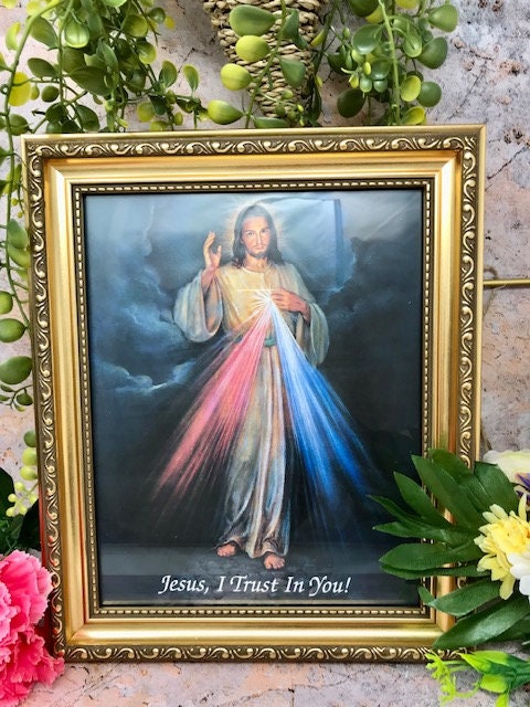 Laminated Framed Picture Divine Mercy Jesus Christianity Religious Decoration-Osiris Craftworks