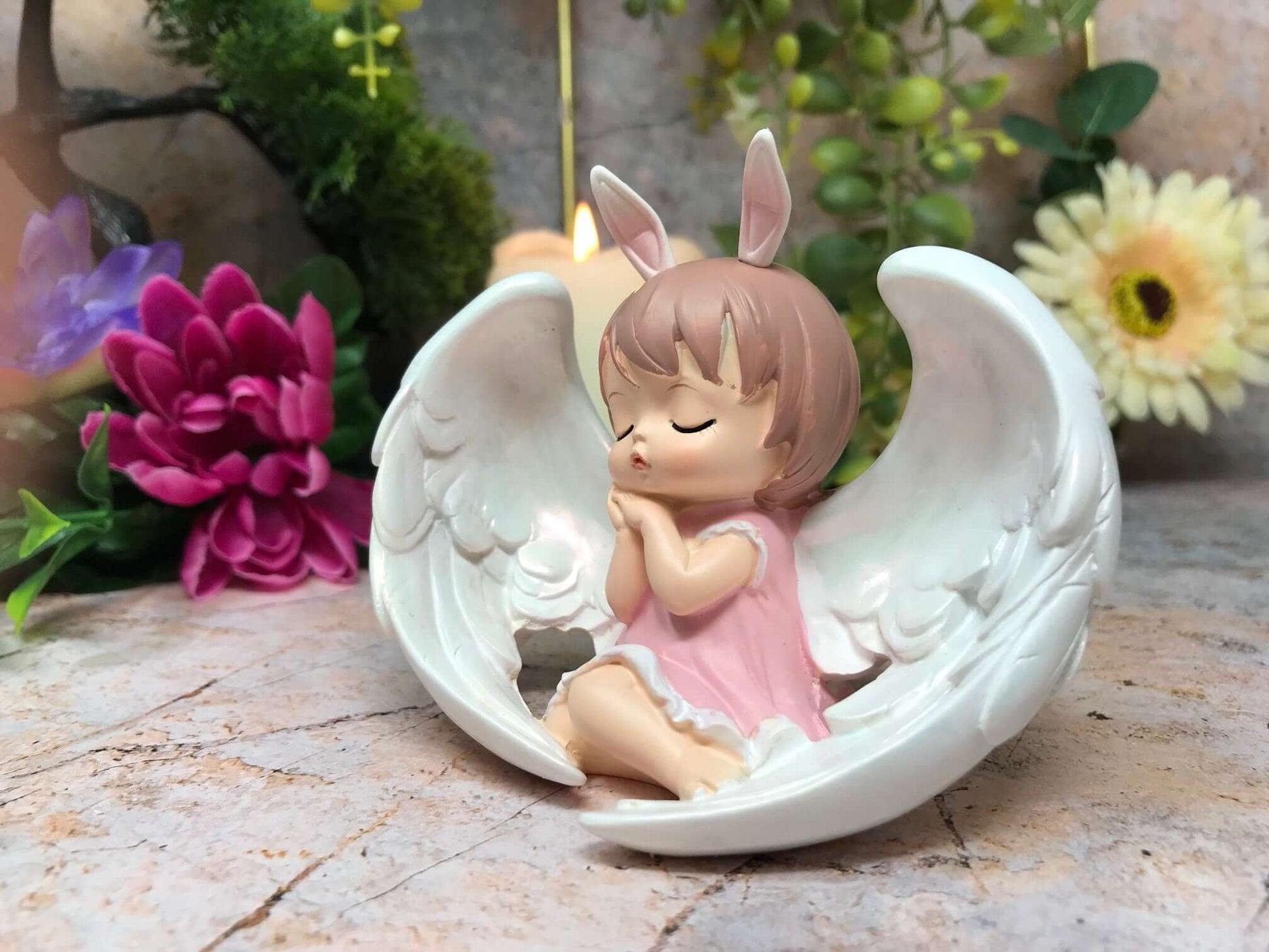 Peaceful Angel Baby Girl in Wings Figurine, Adorable Fantasy Sculpture, Cherub Statue, Angelic Nursery Decor, Whimsical Angel Collection-Osiris Craftworks