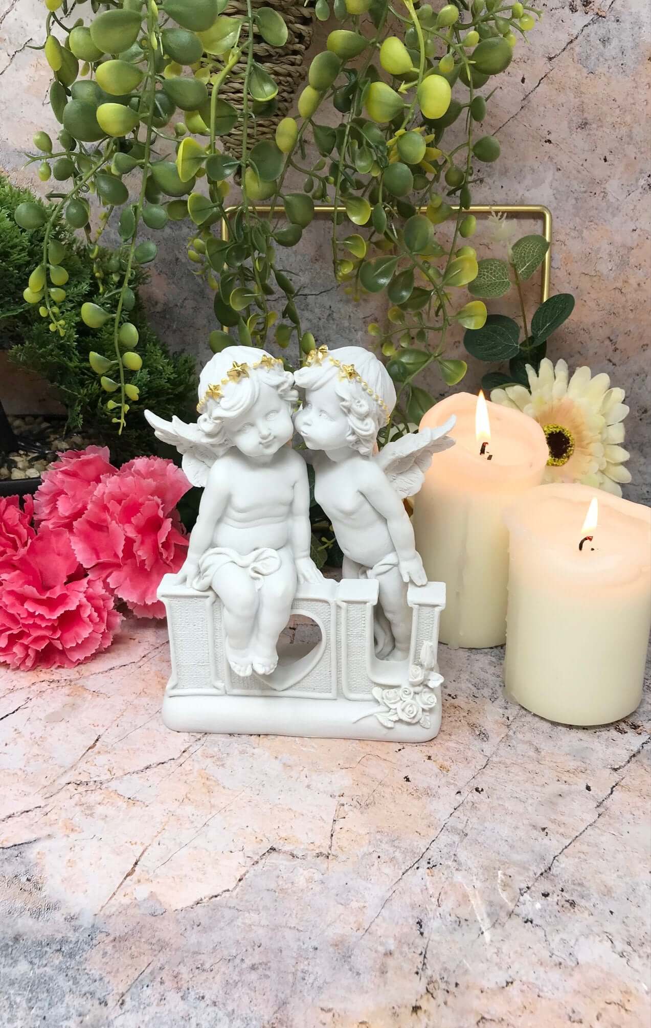 Guardian Angel Figurine Cupid Cherubs Statue Ornament I Love You Sculpture-Osiris Craftworks