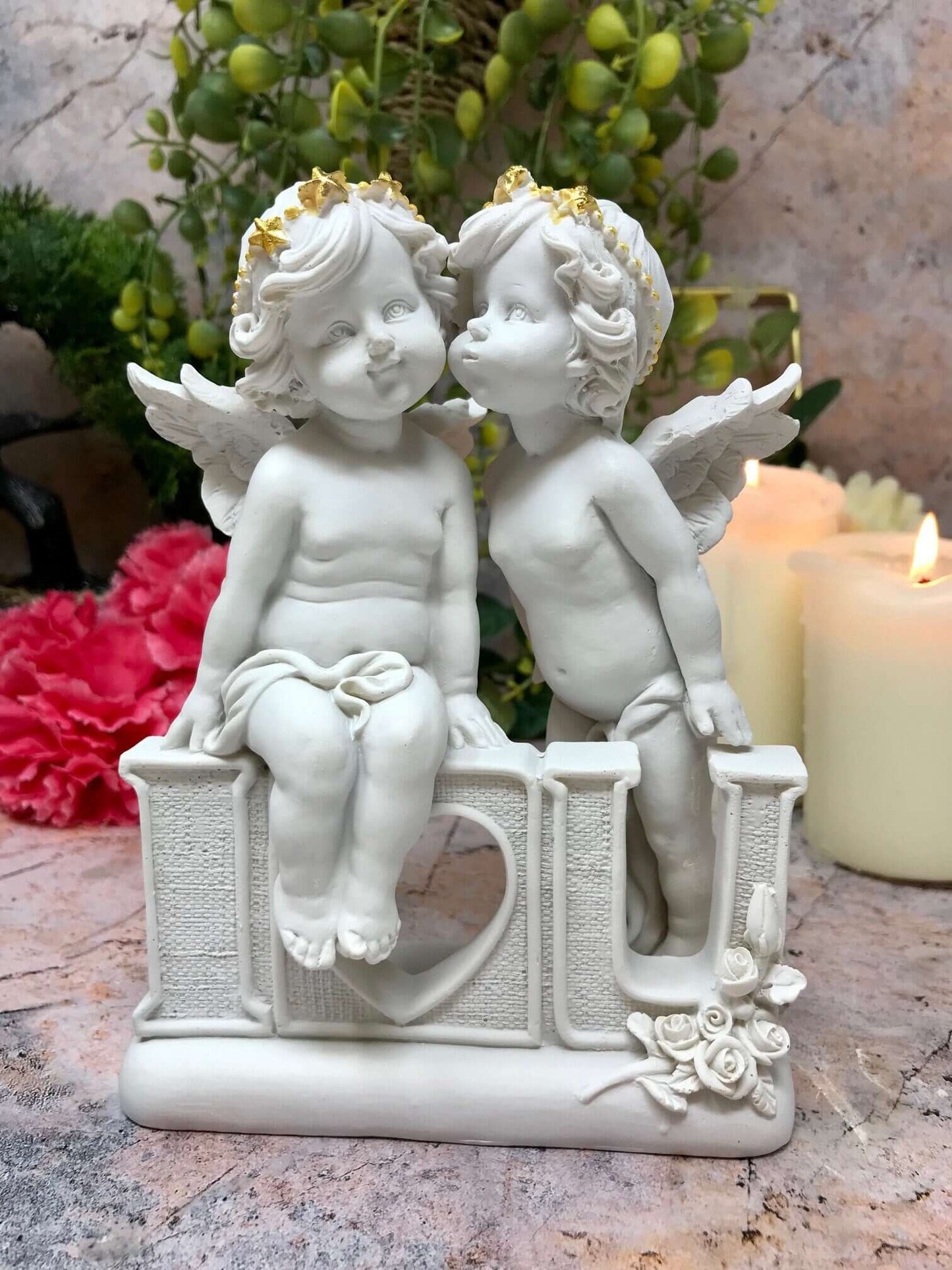 Guardian Angel Figurine Cupid Cherubs Statue Ornament I Love You Sculpture-Osiris Craftworks