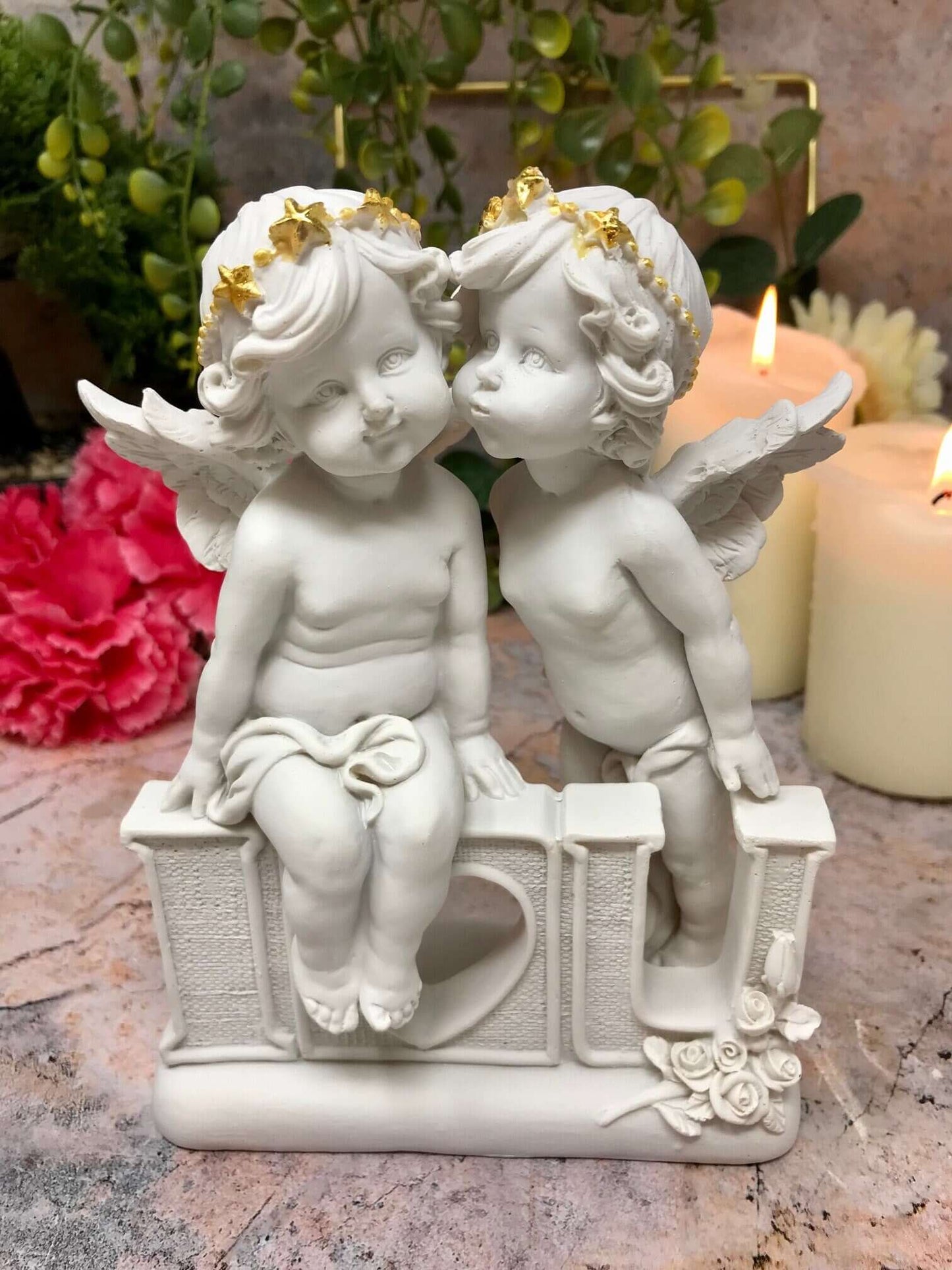 Guardian Angel Figurine Cupid Cherubs Statue Ornament I Love You Sculpture-Osiris Craftworks