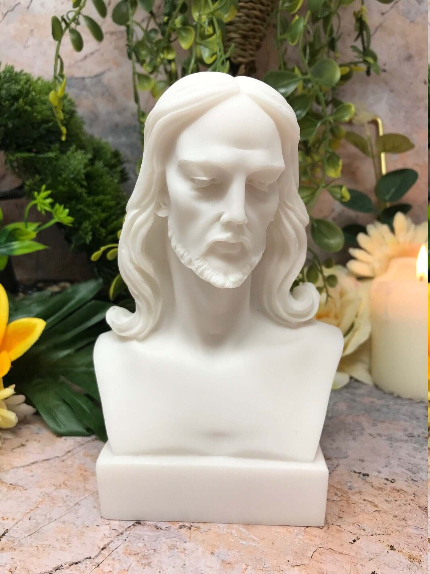 Lord Saviour White Jesus Alabaster Figurine Statue Ornament Sculpture-Osiris Craftworks