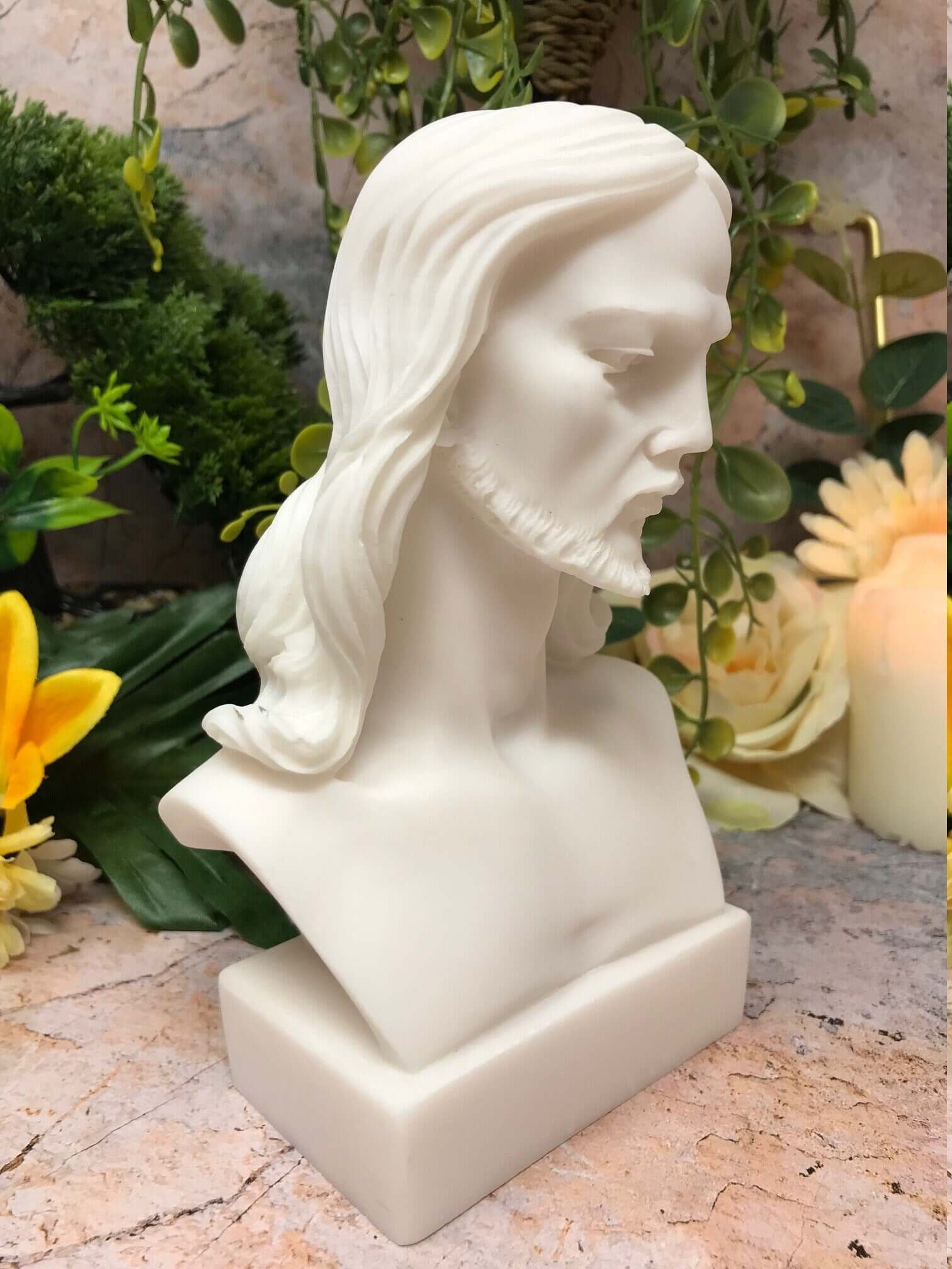 Lord Saviour White Jesus Alabaster Figurine Statue Ornament Sculpture-Osiris Craftworks