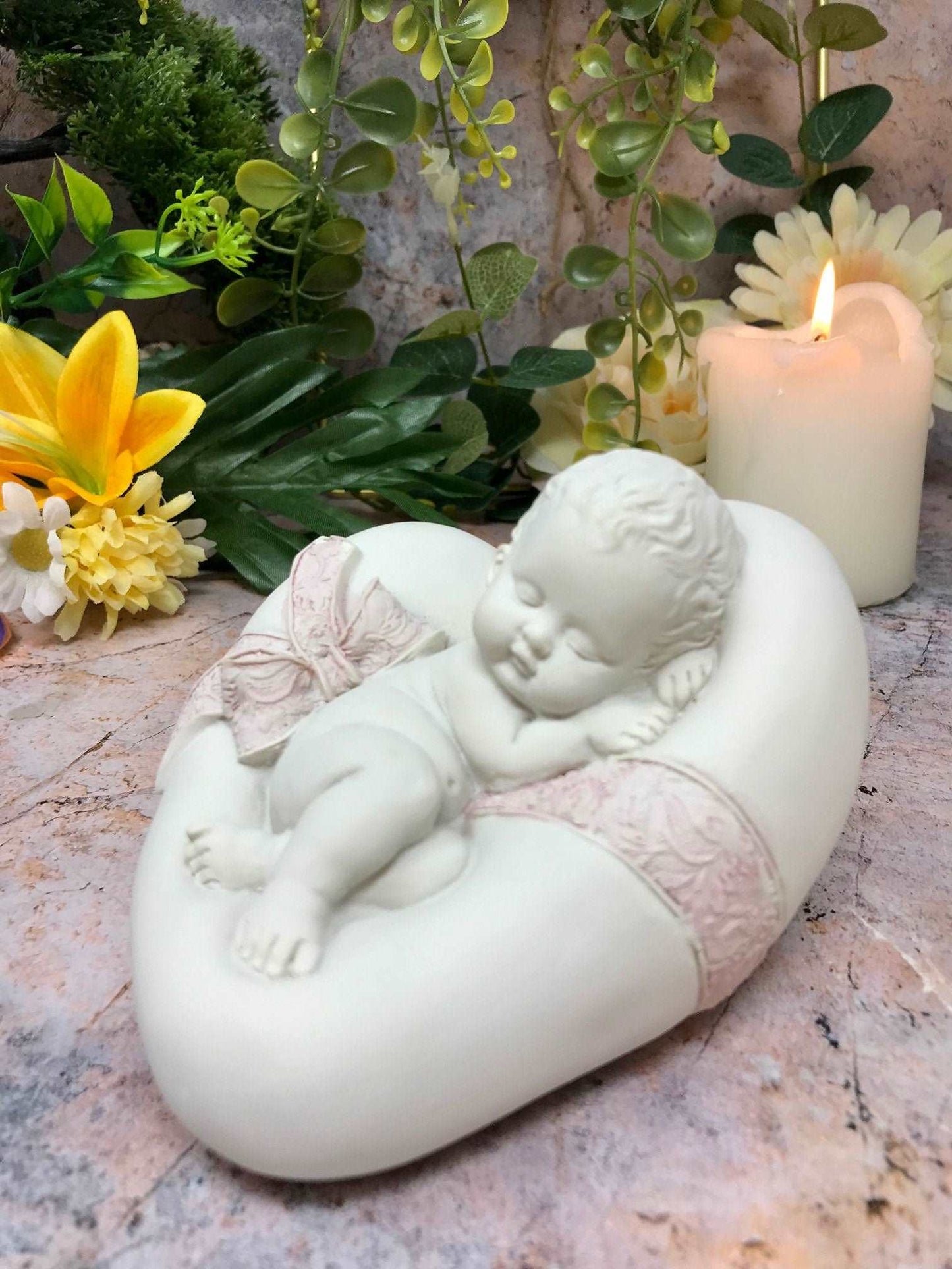 Beautiful Peaceful Baby Resting on Heart Angel Cherub Ornament A Present for Expecting Couples-Osiris Craftworks