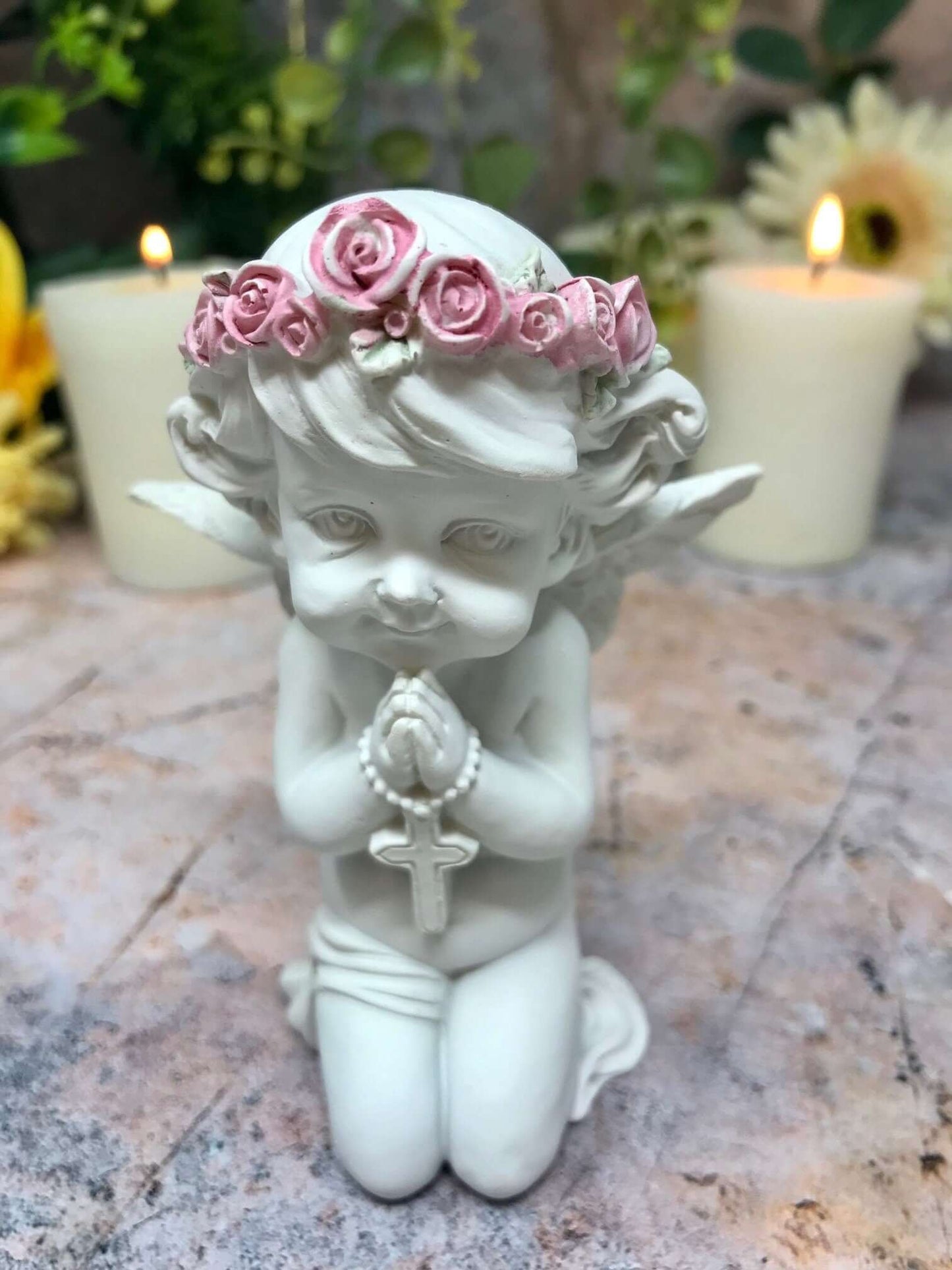 Cherub Praying Sculpture Peaceful Angel Ornament Angel Statue Decoration-Osiris Craftworks