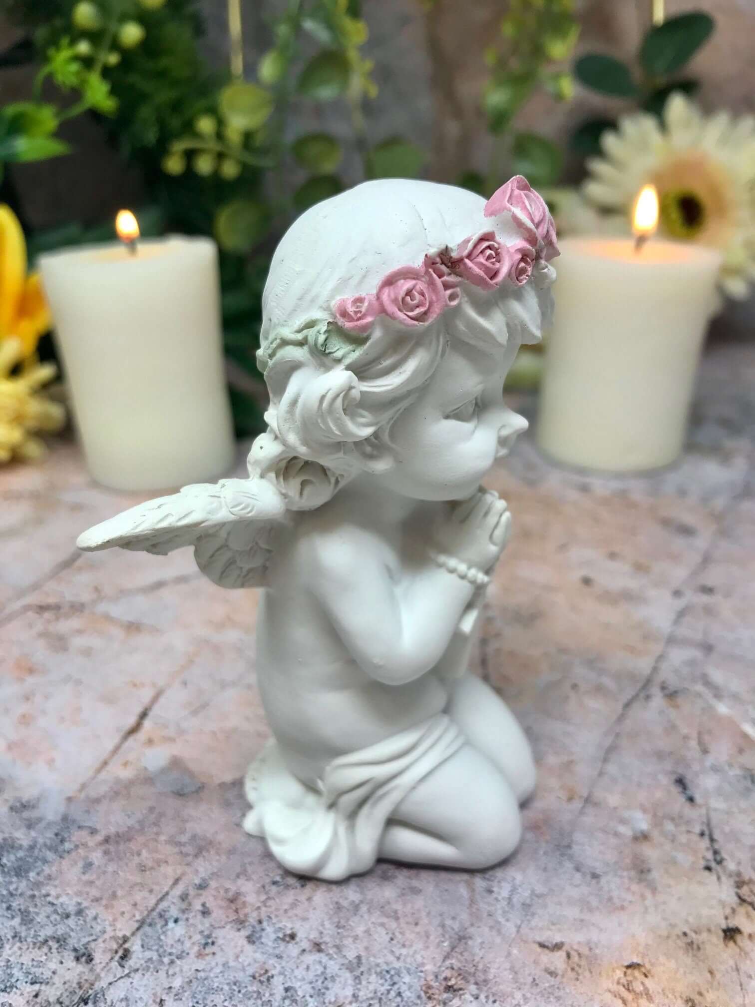 Cherub Praying Sculpture Peaceful Angel Ornament Angel Statue Decoration-Osiris Craftworks