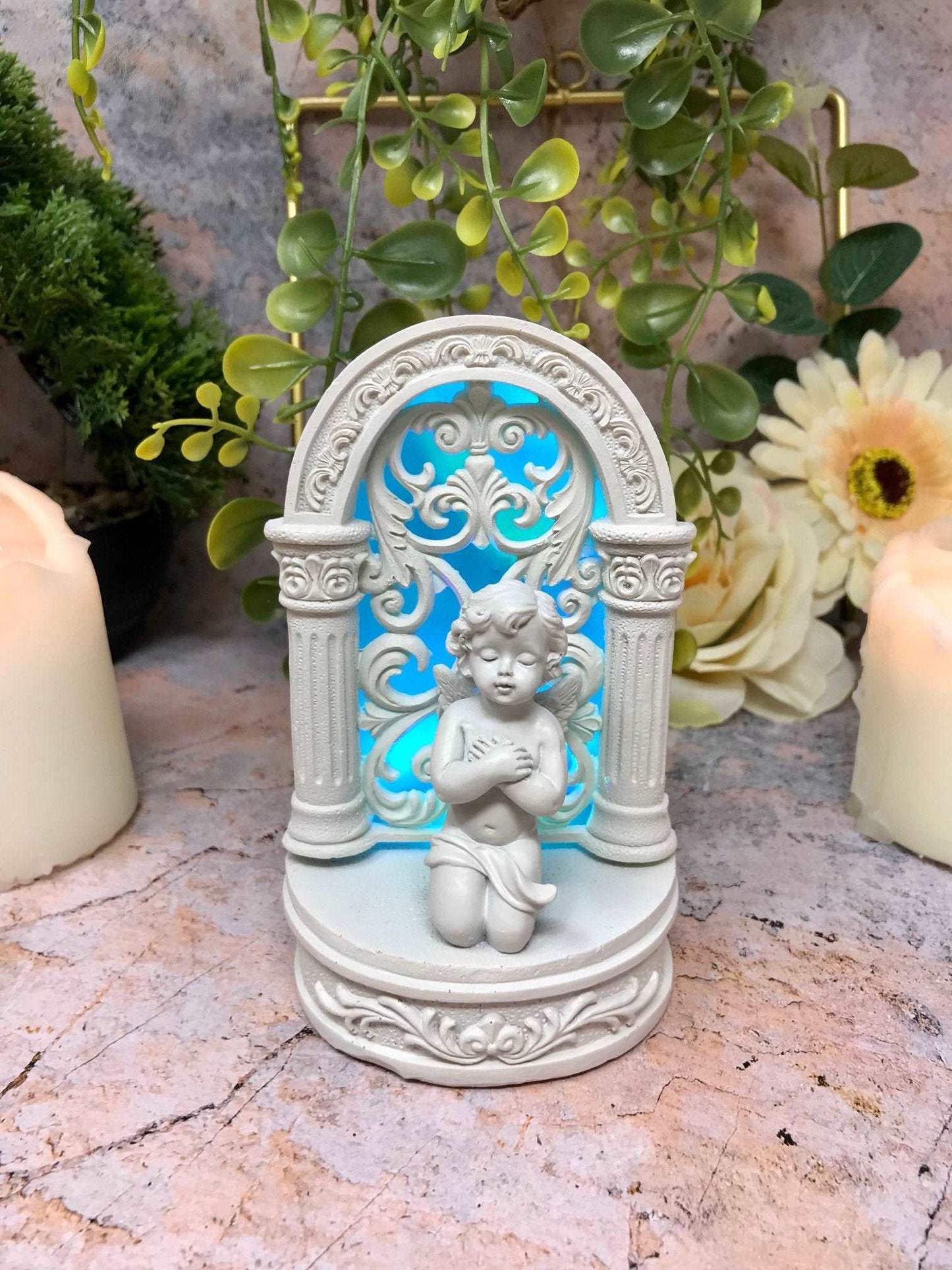 Beautiful Angel Baby Cherub Praying with LED Light Ornament Mothers Grandma Cherubs Present-Osiris Craftworks