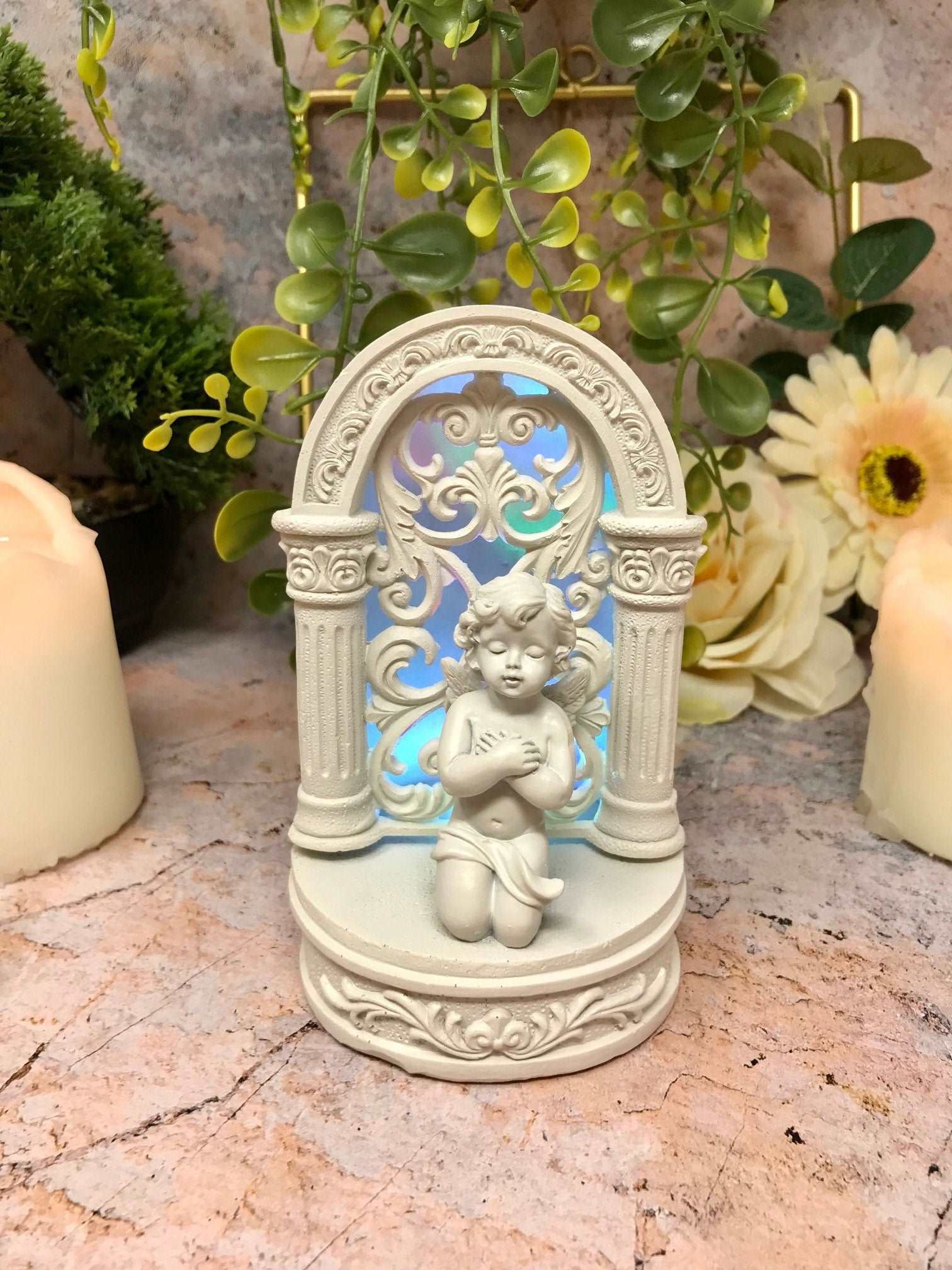 Beautiful Angel Baby Cherub Praying with LED Light Ornament Mothers Grandma Cherubs Present-Osiris Craftworks