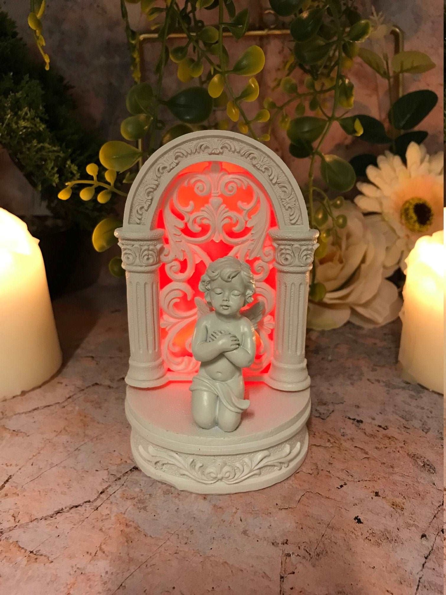 Beautiful Angel Baby Cherub Praying with LED Light Ornament Mothers Grandma Cherubs Present-Osiris Craftworks