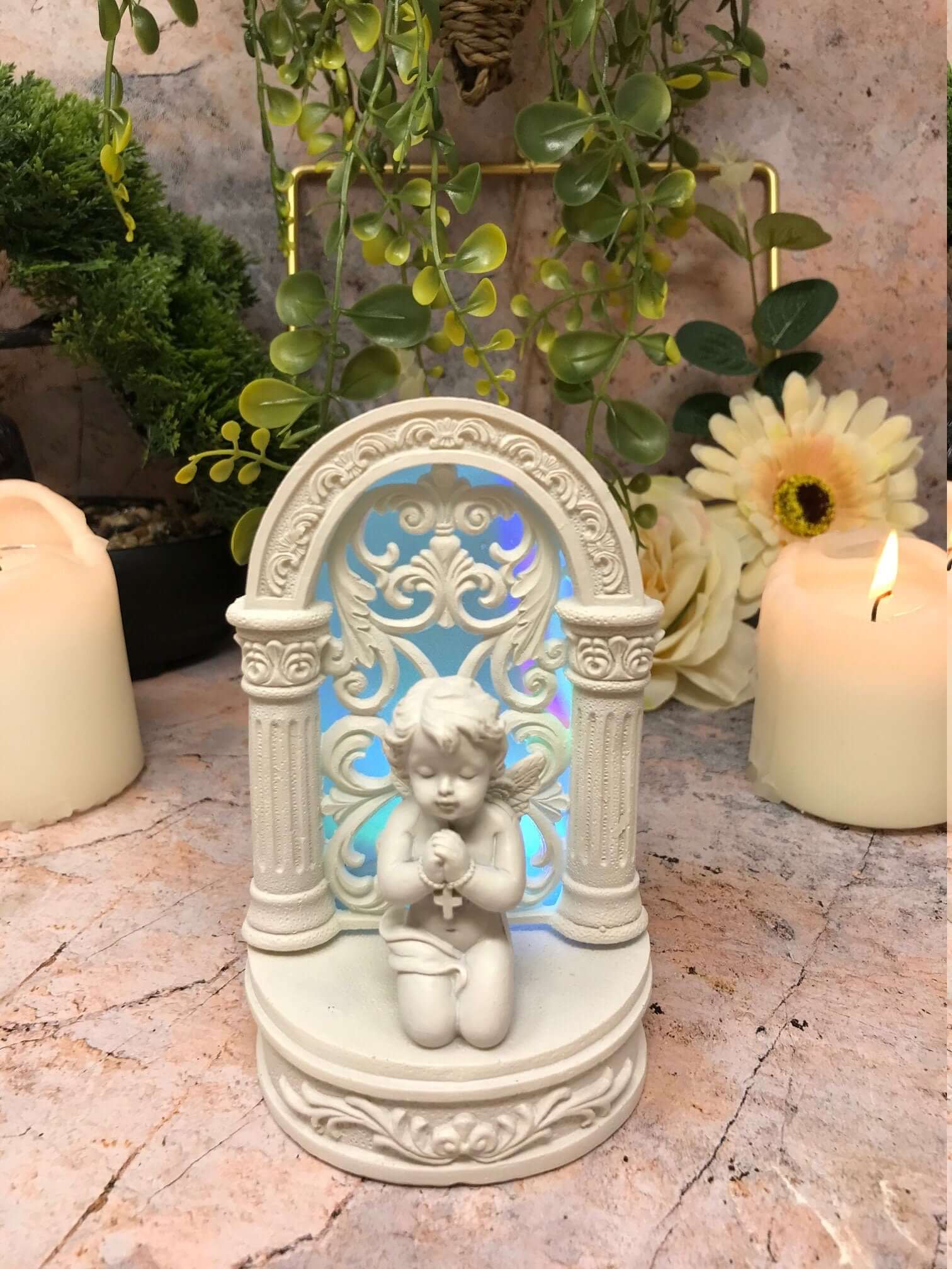 Beautiful Angel Baby Cherub Praying with LED Light Ornament Mothers Grandma Cherubs Present Design B-Osiris Craftworks