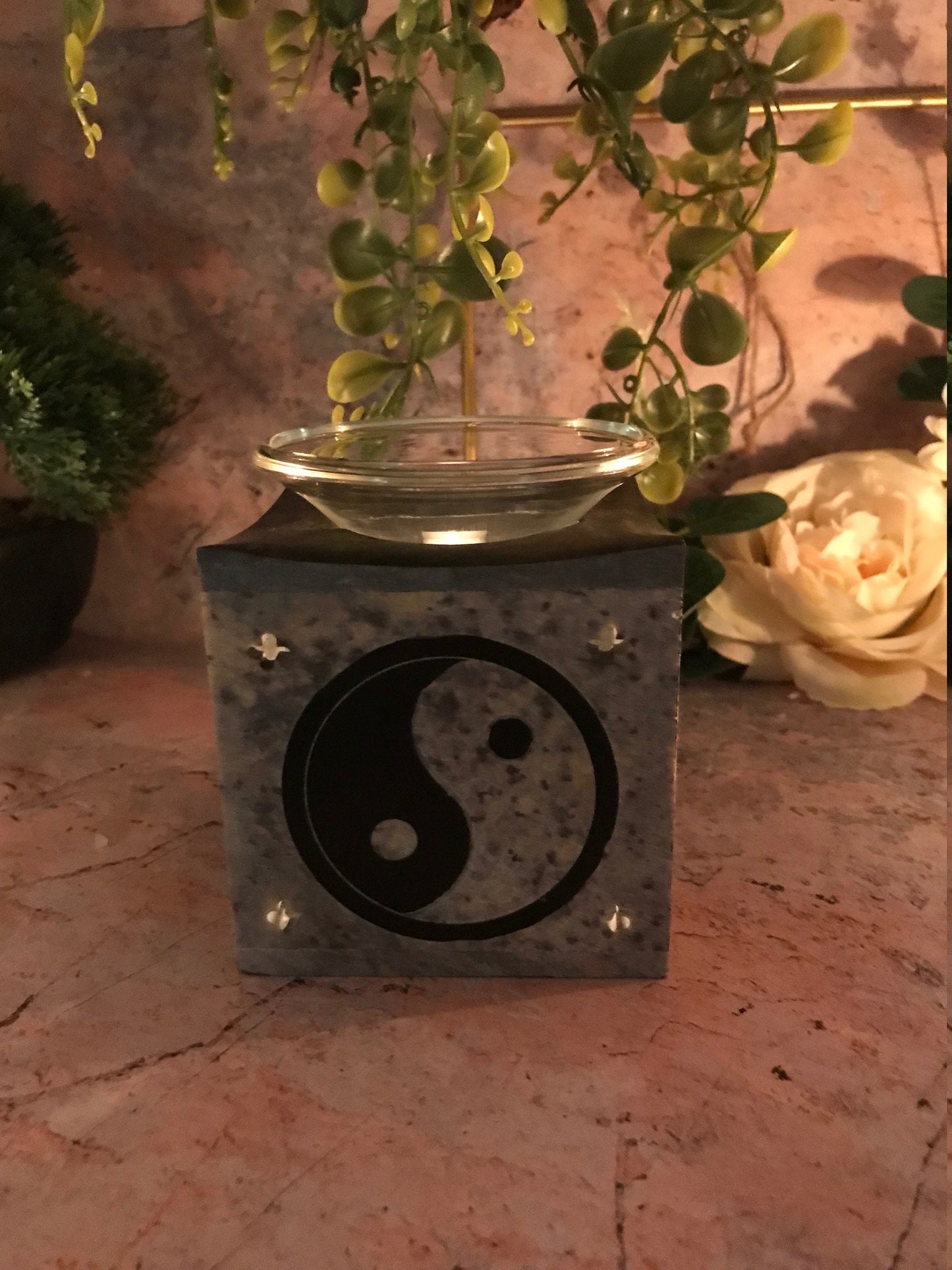 Speckstein Yin Yang Ölbrenner Aromatherapie Wohndekoration Feng Shui Dekor