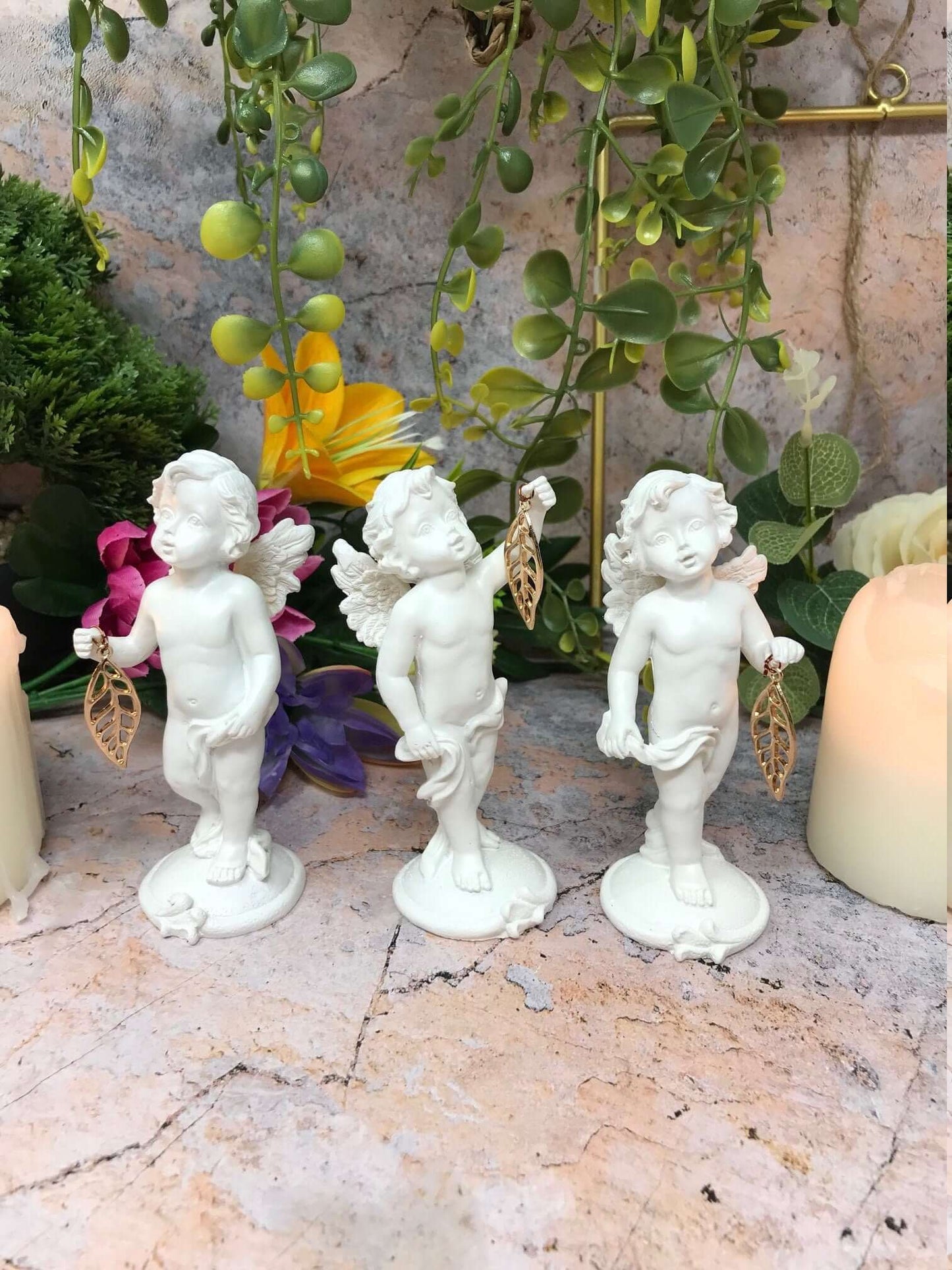 Set of Three Guardian Angel Figurine Wishing Cherubs Statue Ornament Sculpture-Osiris Craftworks