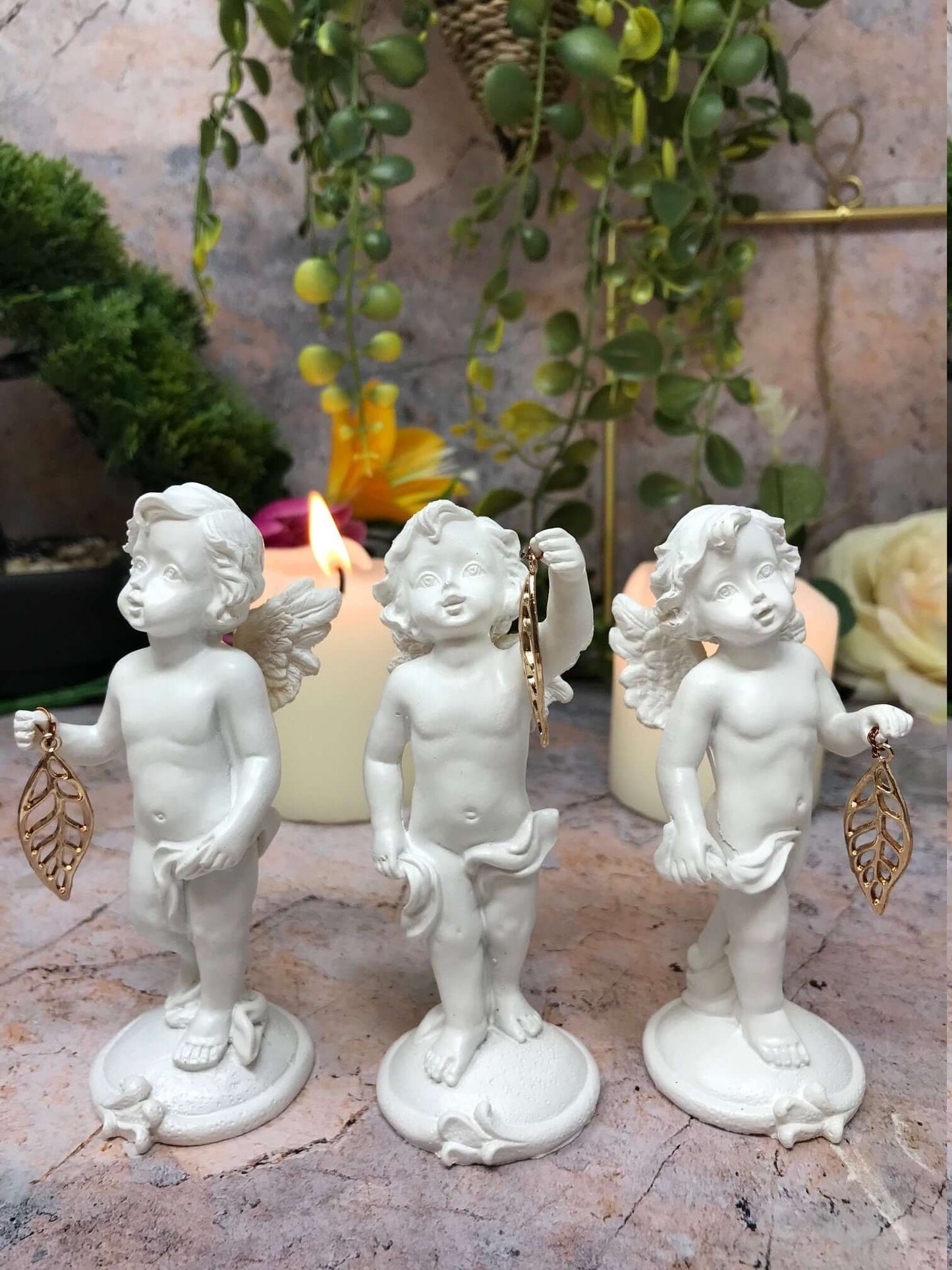 Set of Three Guardian Angel Figurine Wishing Cherubs Statue Ornament Sculpture-Osiris Craftworks