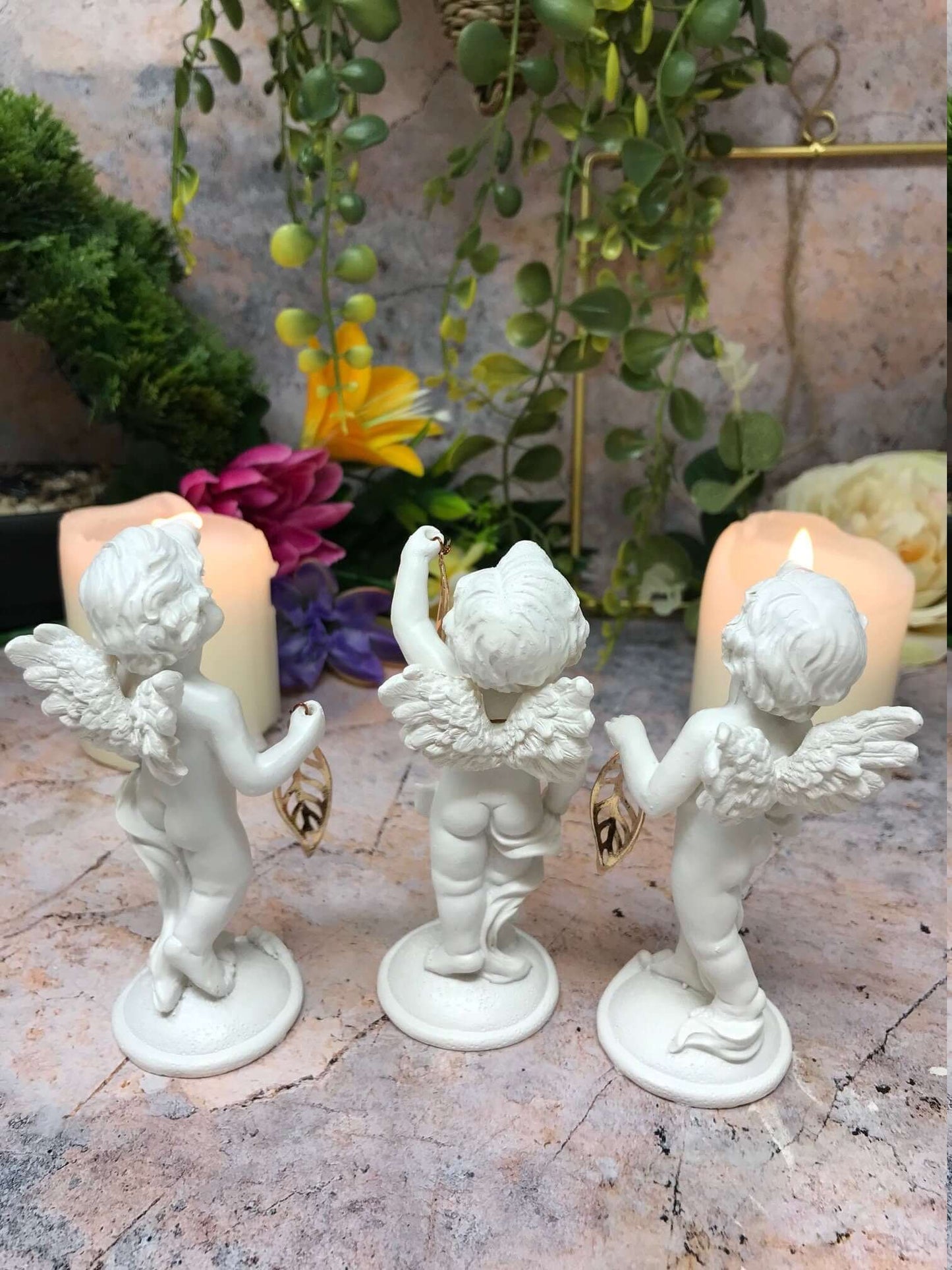 Set of Three Guardian Angel Figurine Wishing Cherubs Statue Ornament Sculpture-Osiris Craftworks