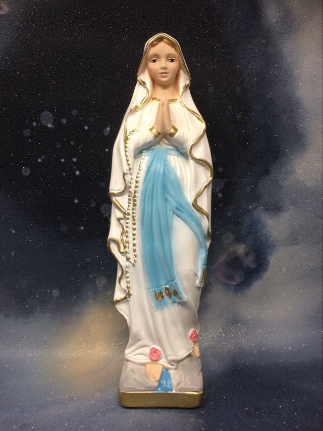 Serene Our Lady of Lourdes Statue, Elegantly Crafted Virgin Mary Resin Figure, Inspirational Christian Home Decor-Osiris Craftworks