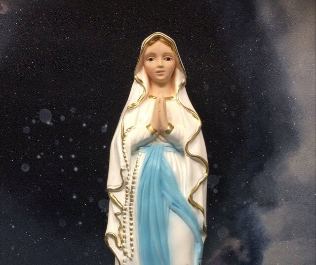 Serene Our Lady of Lourdes Statue, Elegantly Crafted Virgin Mary Resin Figure, Inspirational Christian Home Decor-Osiris Craftworks