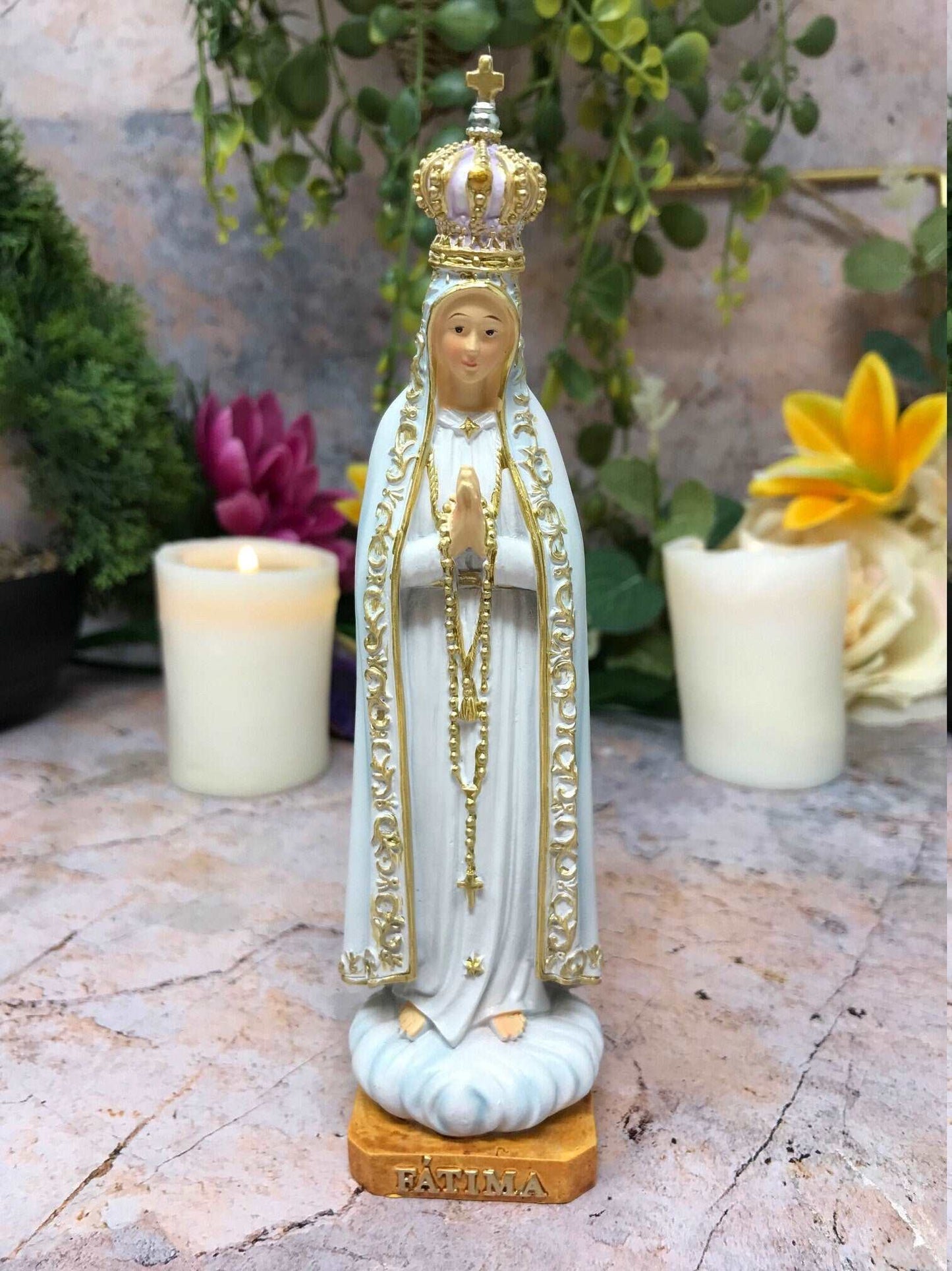 Blessed Virgin Mary Our Lady of Fatima Resin Statue Ornament Figurine-Osiris Craftworks