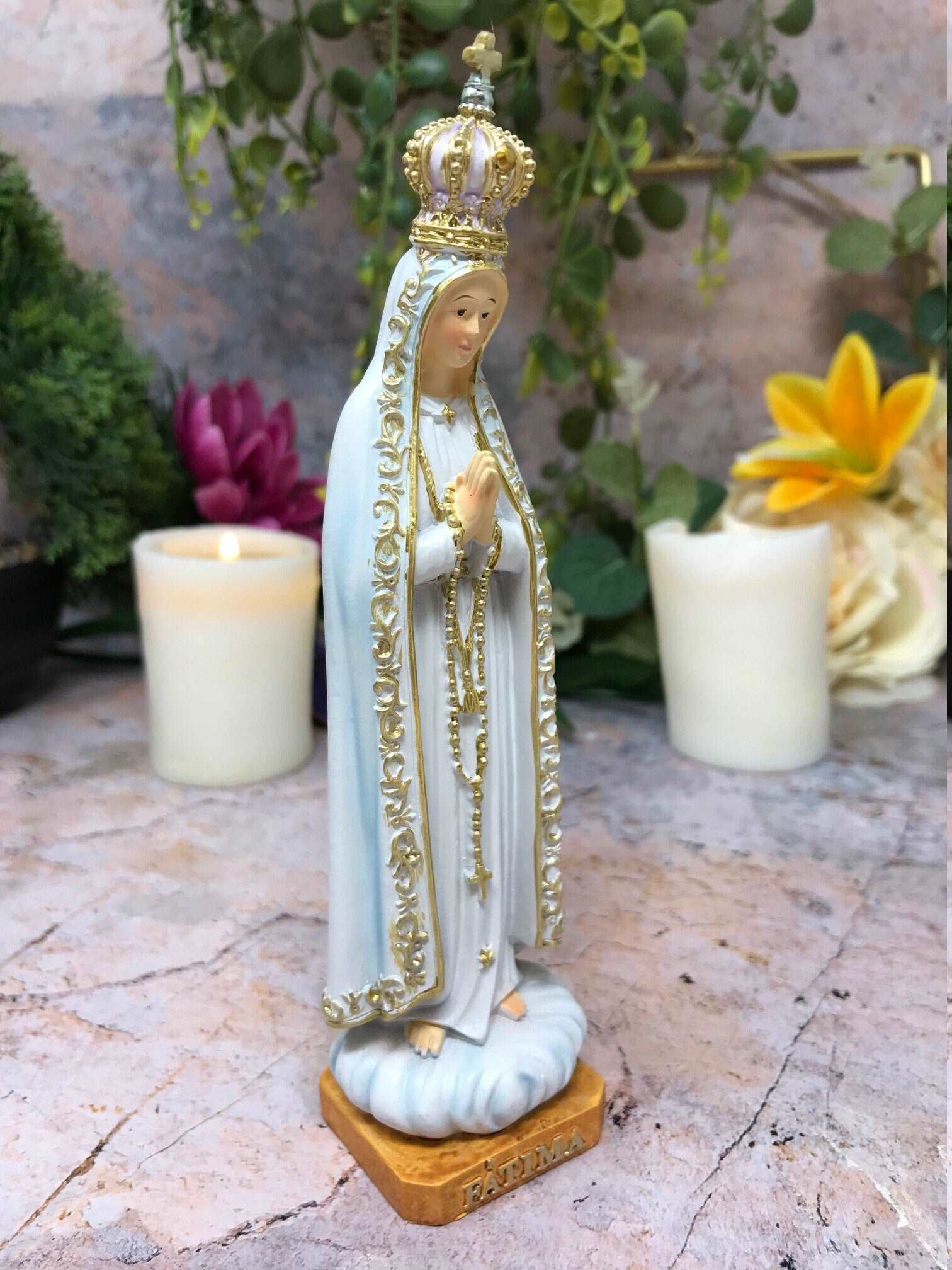 Blessed Virgin Mary Our Lady of Fatima Resin Statue Ornament Figurine-Osiris Craftworks