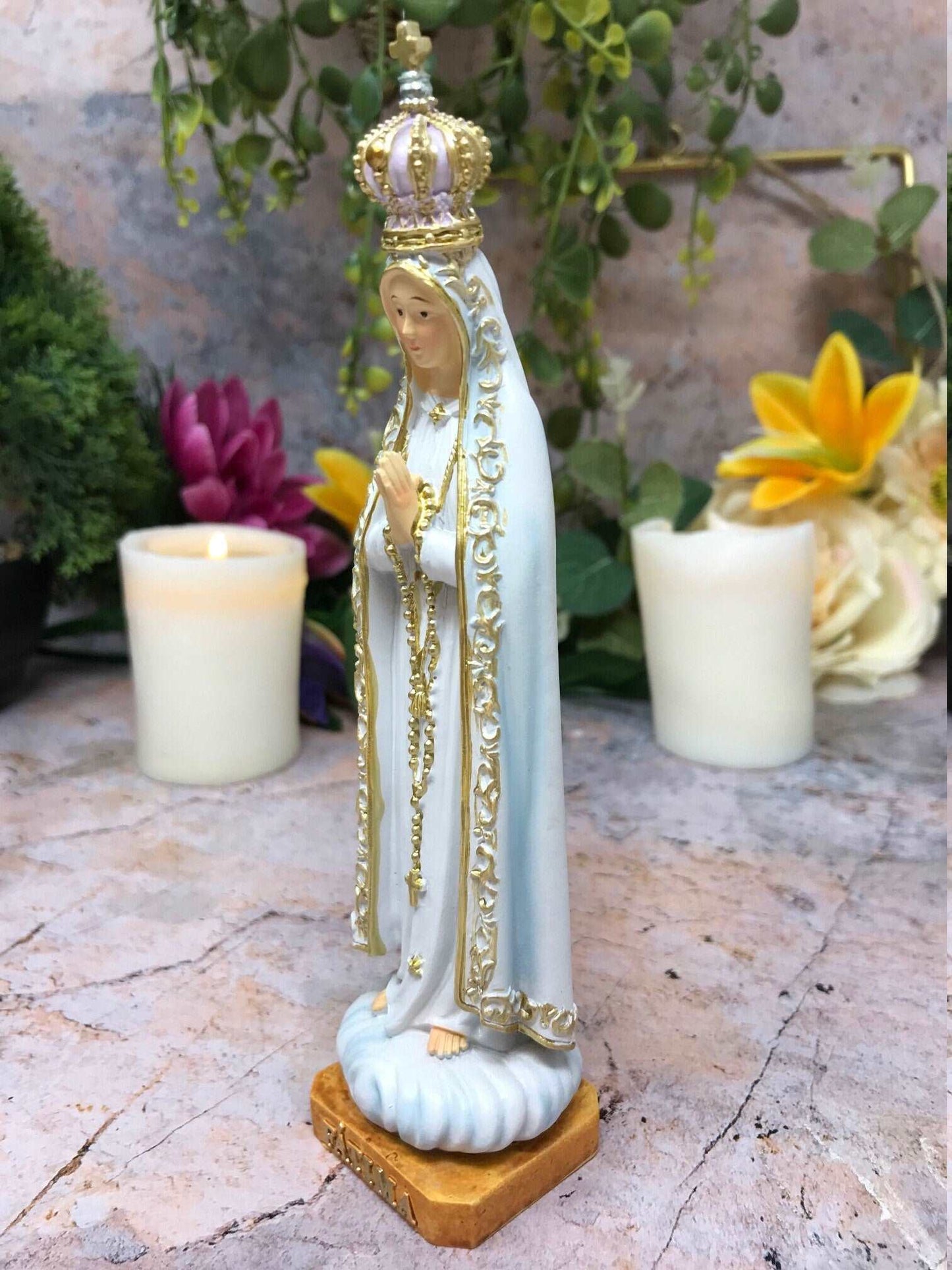 Blessed Virgin Mary Our Lady of Fatima Resin Statue Ornament Figurine-Osiris Craftworks