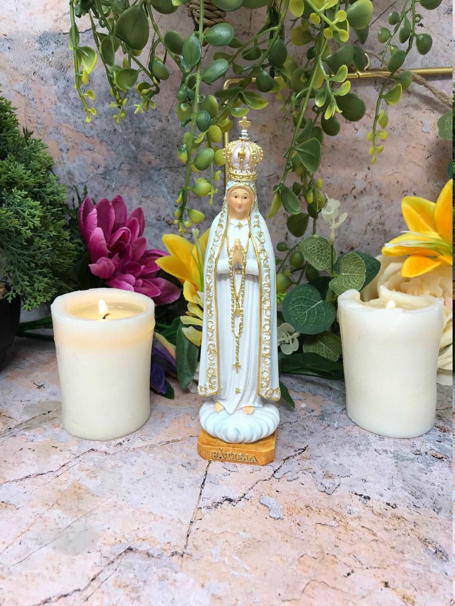 Blessed Virgin Mary Our Lady of Fatima Resin Statue Ornament Figurine-Osiris Craftworks