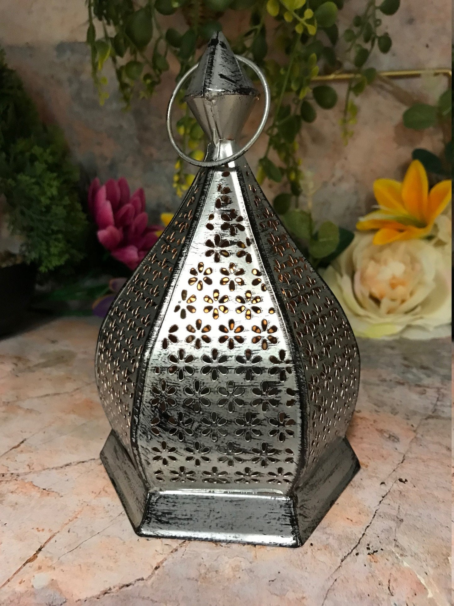 Moroccan Style Iron Lanterns Patterned LED Tea Light Holder Candle Holder