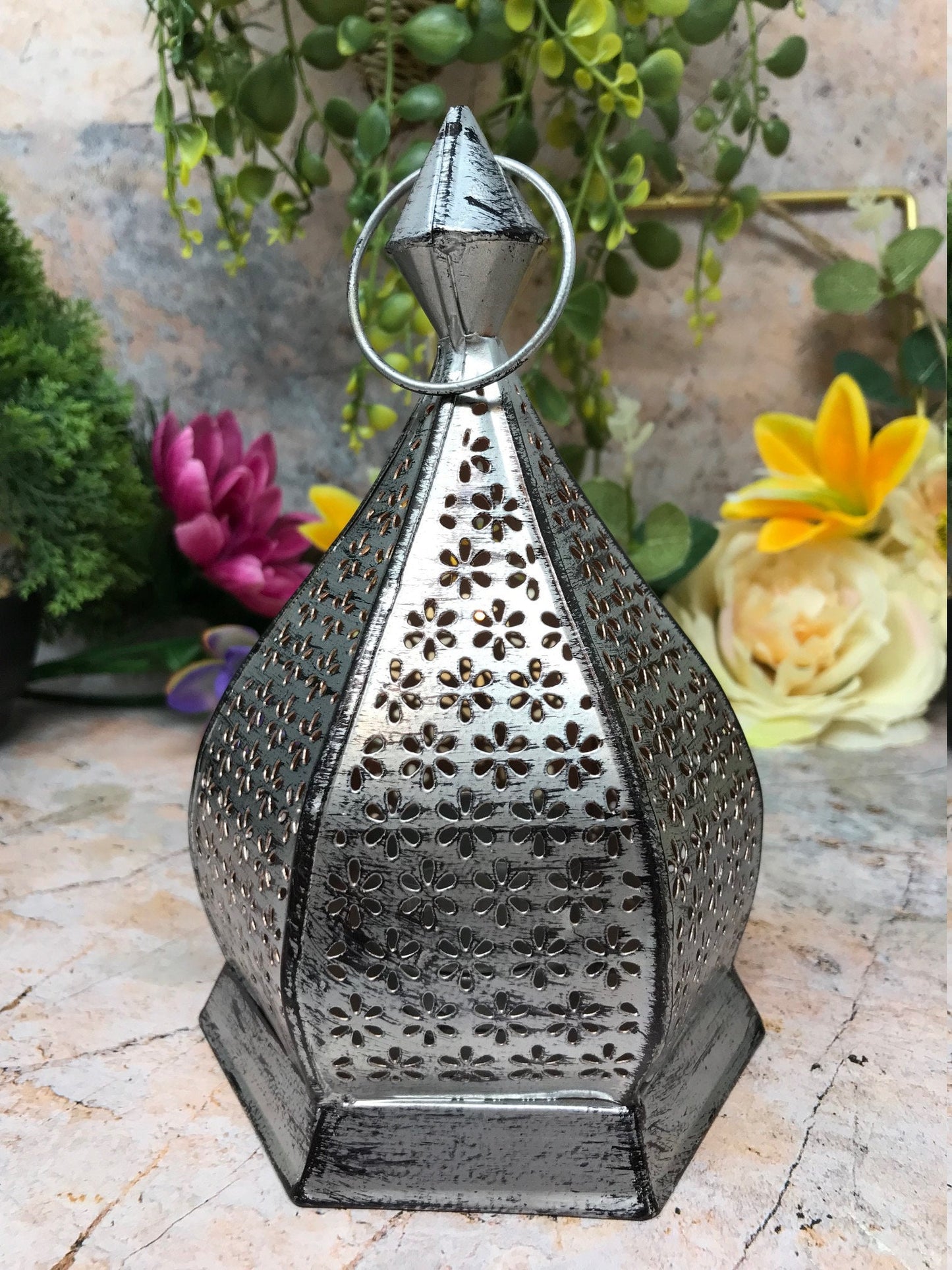 Moroccan Style Iron Lanterns Patterned LED Tea Light Holder Candle Holder