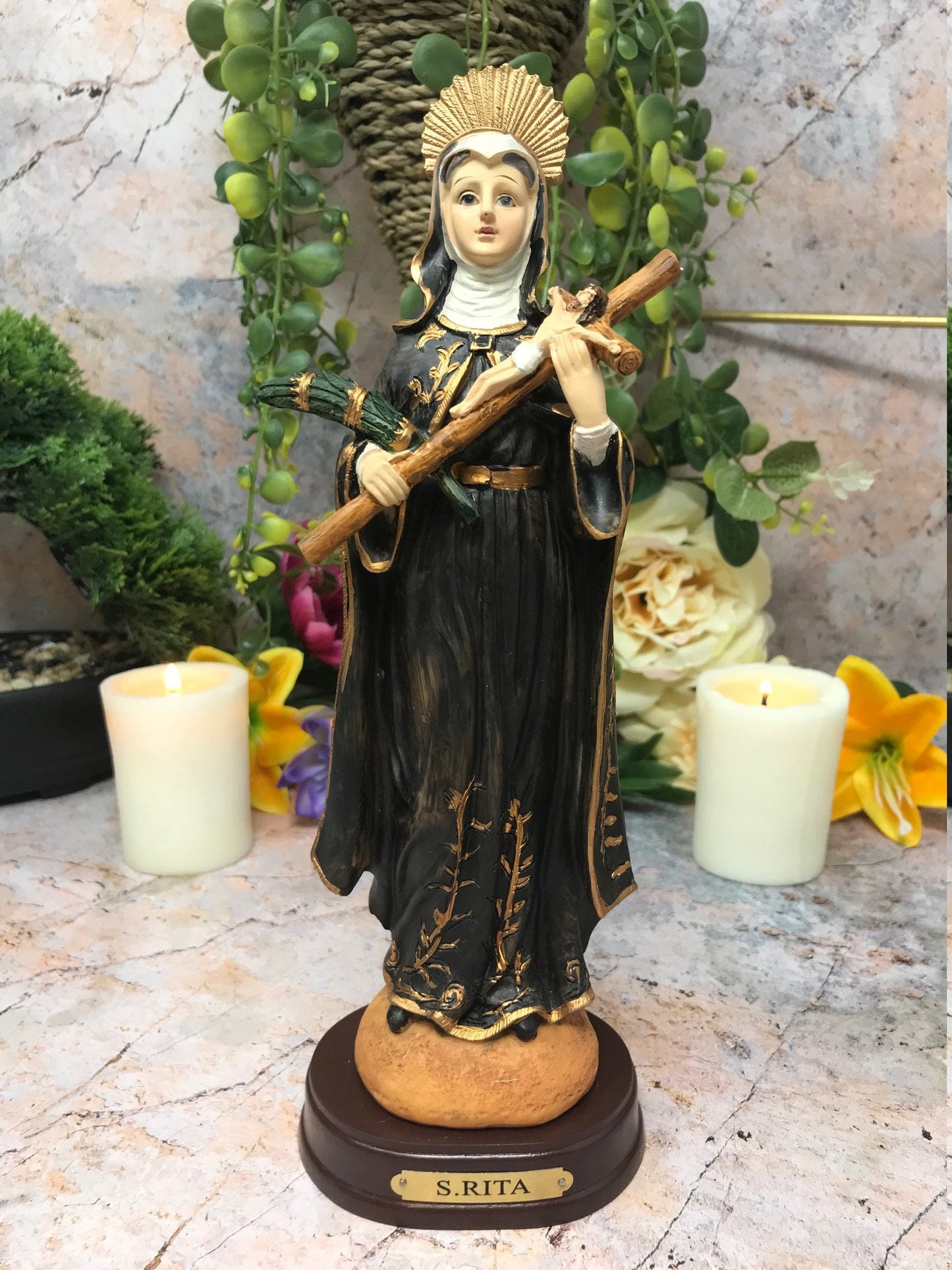 Saint Rita of Cascia Statue Catholic Religious Sculpture Ornament Figurine for Home or Chapel-Osiris Craftworks