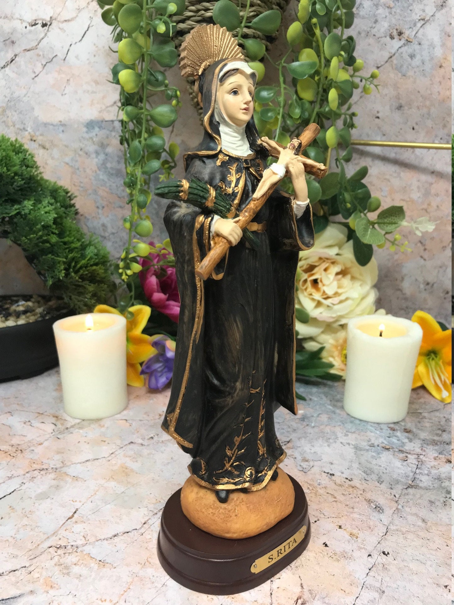 Saint Rita of Cascia Statue Catholic Religious Sculpture Ornament Figurine for Home or Chapel-Osiris Craftworks