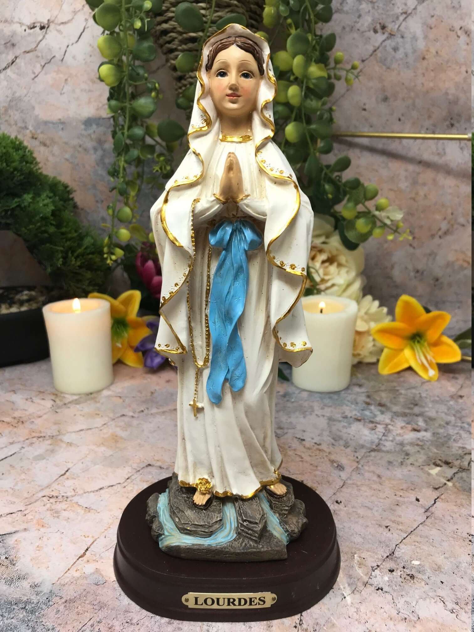 Virgin Mary Our Lady of Lourdes Statue Religious Ornament Figurine-Osiris Craftworks