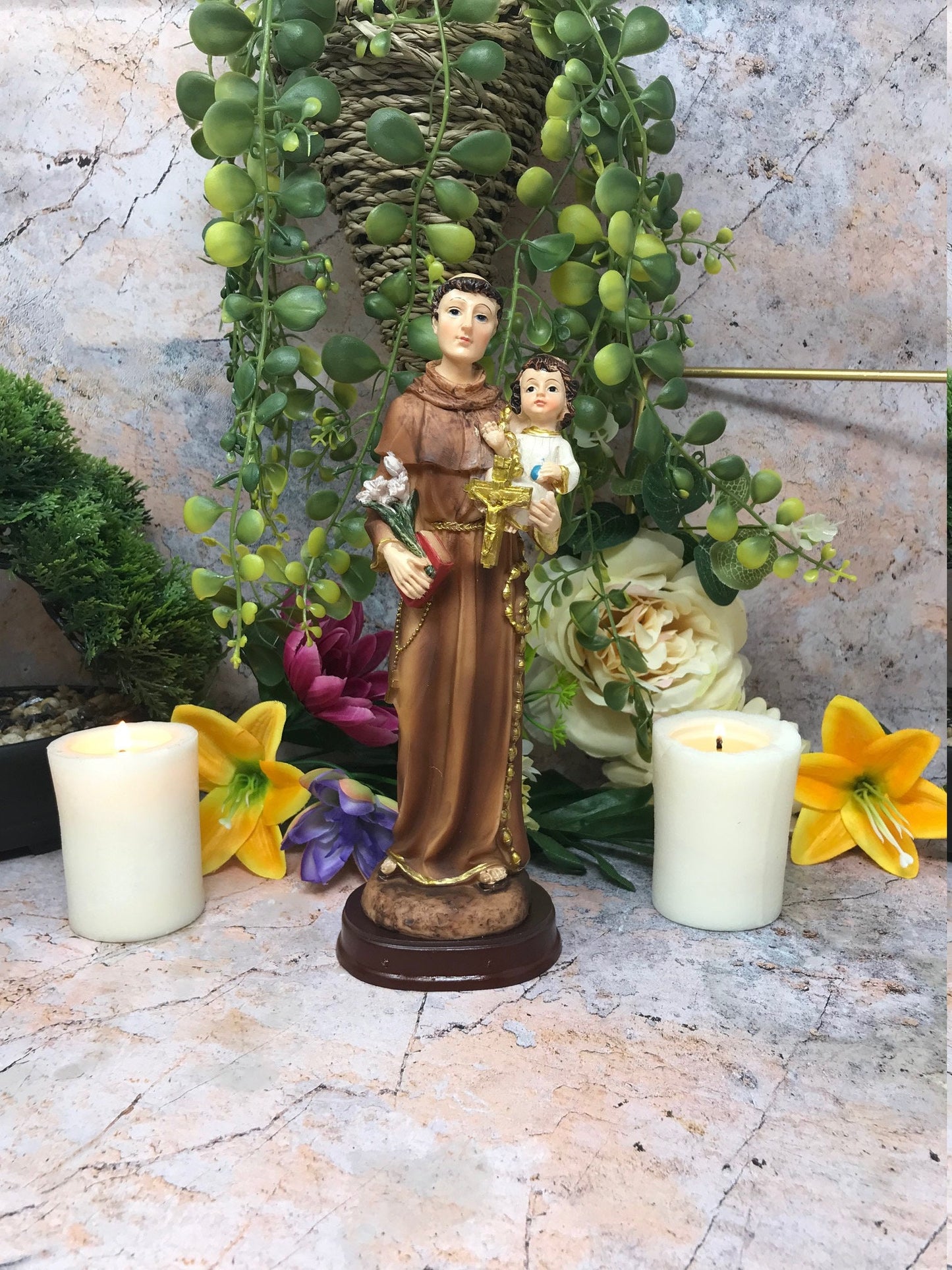 St Anthony with Baby Jesus Statue Religious Ornament Sculpture Catholic Figure-Osiris Craftworks