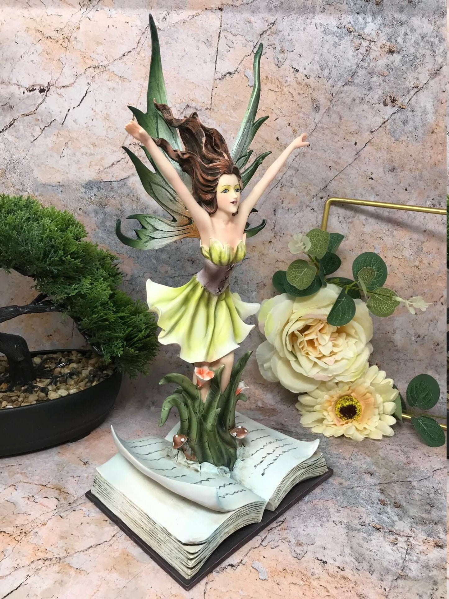 Enchanting Book Fairy Figurine, Resin Fantasy Sculpture, Literary Inspired Decor, Whimsical Garden Fairy, Unique Gift for Readers-Osiris Craftworks