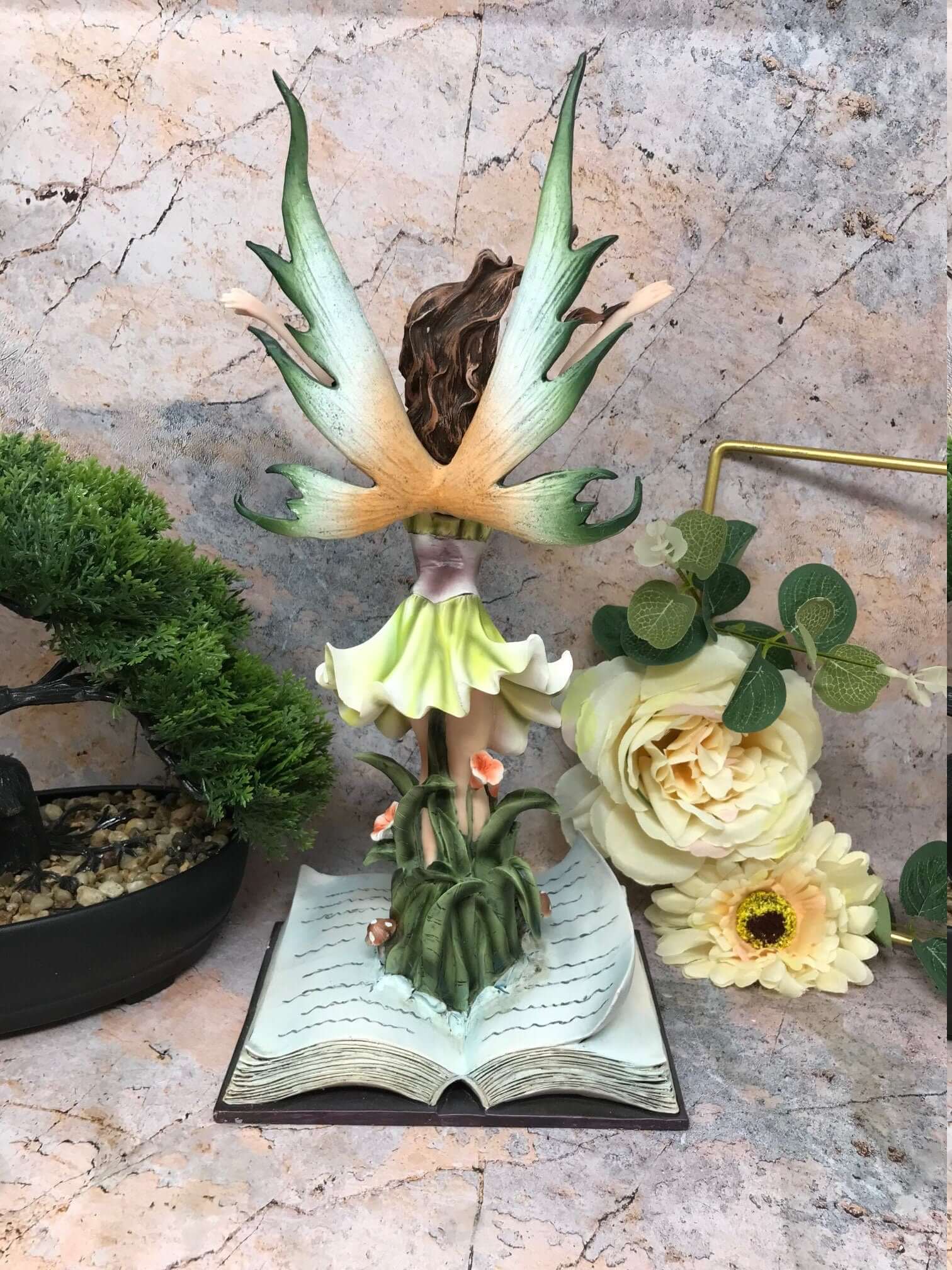 Enchanting Book Fairy Figurine, Resin Fantasy Sculpture, Literary Inspired Decor, Whimsical Garden Fairy, Unique Gift for Readers-Osiris Craftworks