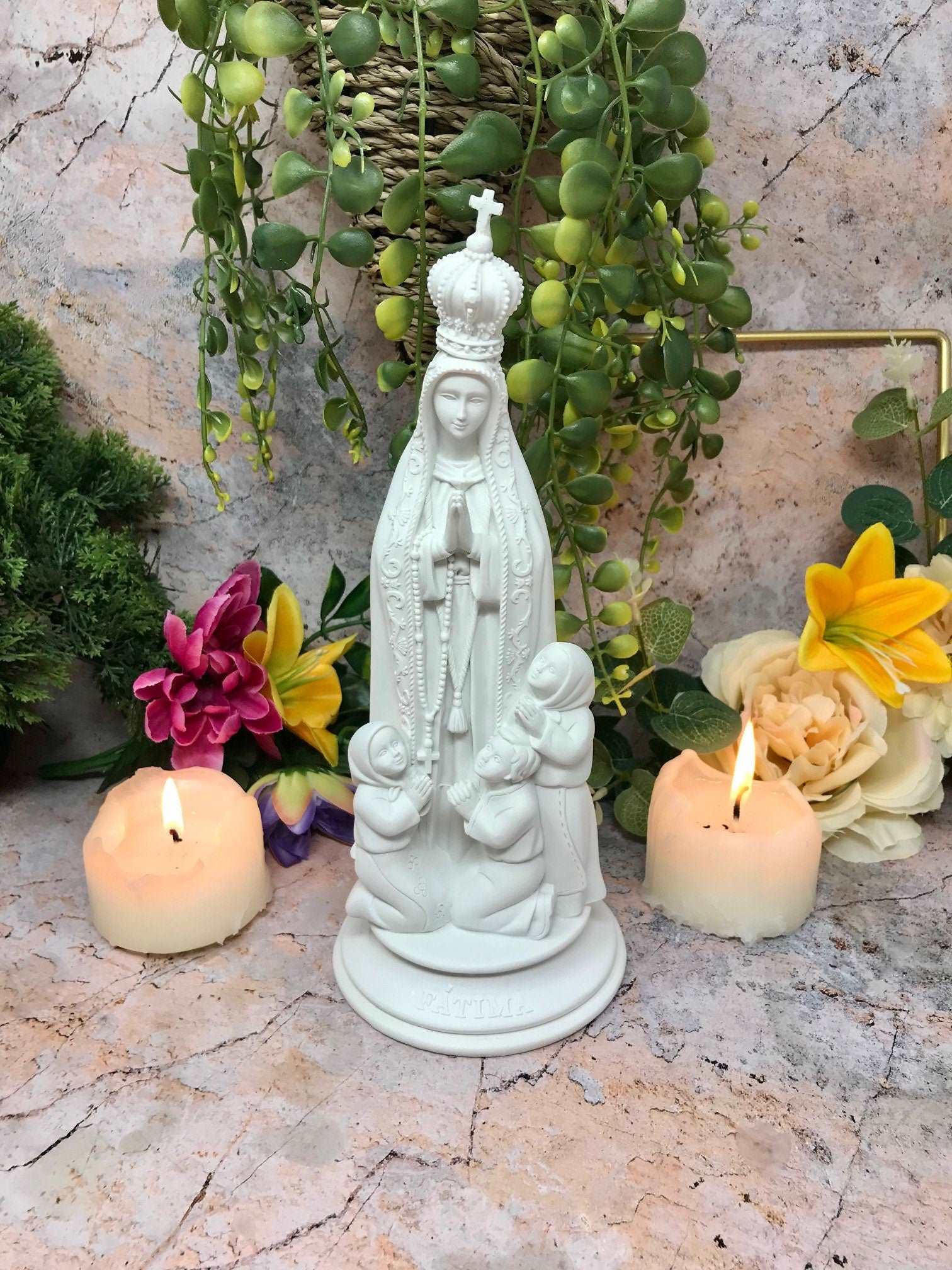 Blessed Virgin Mary Our Lady of Fatima Statue Ornament Resin Religious Sculpture-Osiris Craftworks