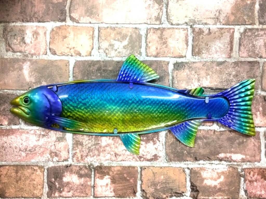 Metal Fish Trout Wall Plaque Ornament Salmon Figure Home Decoration Fisherman Gift-Osiris Craftworks