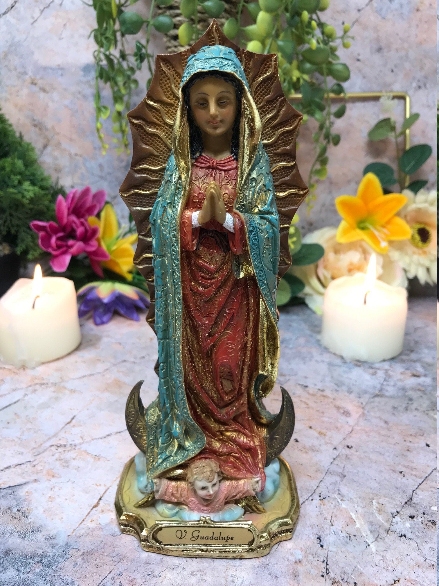 Our Lady of Guadalupe Virgin Mary Religious Sculpture Catholic Figurine Statue-Osiris Craftworks