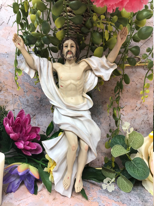 Risen Jesus Christ Resin Plaque Religious Wall Ornament Easter for Home or Chapel-Osiris Craftworks