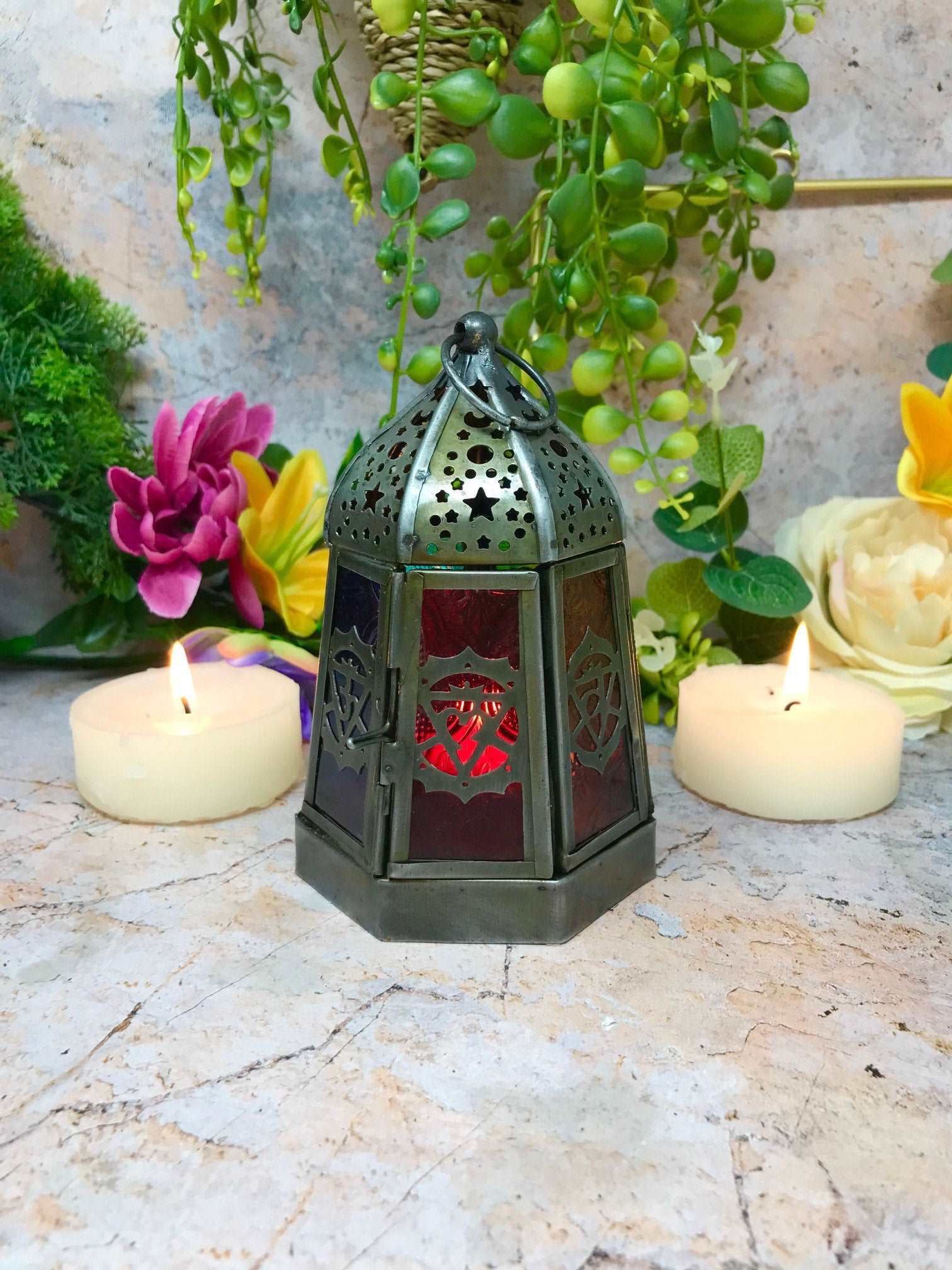 Antique Effect Moroccan Style Lantern Candle Tealight Holder Seasonal Decor Home Lighting Ornament