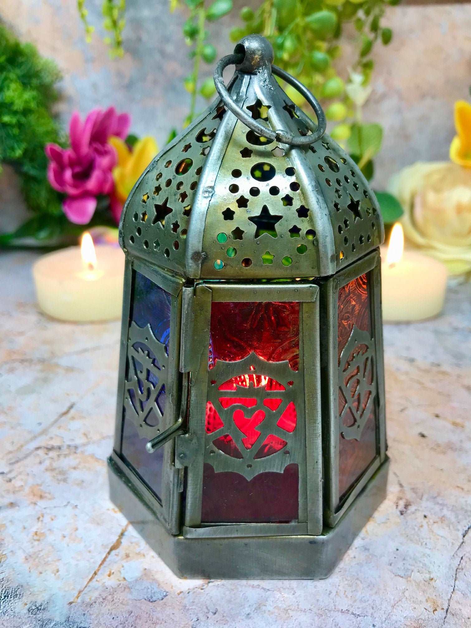 Antique Effect Moroccan Style Lantern Candle Tealight Holder Seasonal Decor Home Lighting Ornament