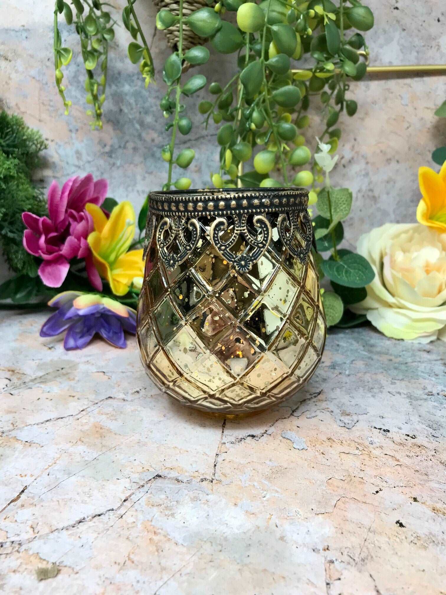 Antique Effect Moroccan Lantern Candle Glass Tealight Holder Seasonal Decor Ornament Home Lighting Decoration