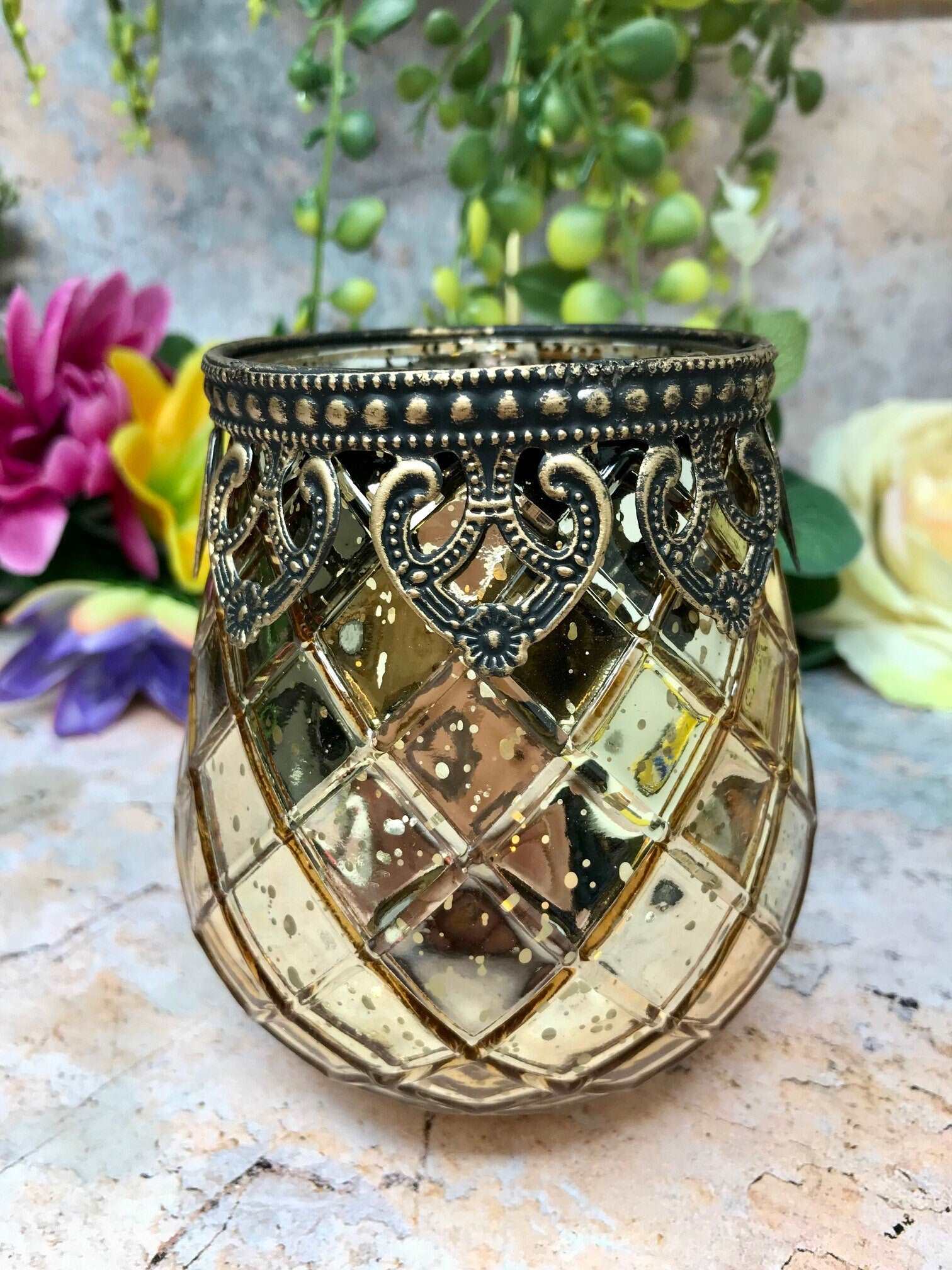 Antique Effect Moroccan Lantern Candle Glass Tealight Holder Seasonal Decor Ornament Home Lighting Decoration