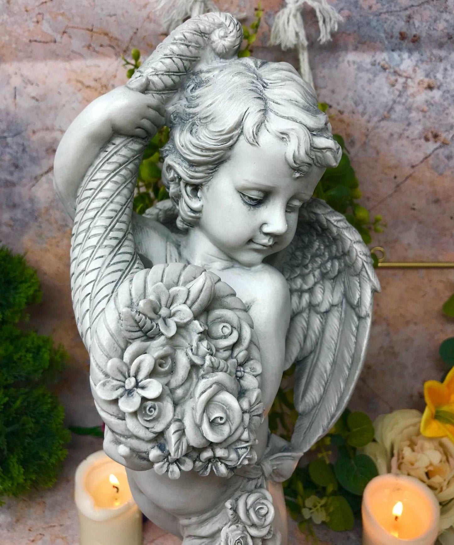 Angelic Serenade Figurine - Resin Statue - Ethereal Garden Decor - Majestic Home Centerpiece - Memorial Angel Ornament-Osiris Craftworks