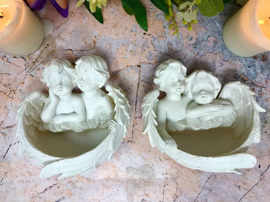 Pair of Guardian Angels Figurine Cherubs Statue Ornament Sculpture Statue Gift-Osiris Craftworks