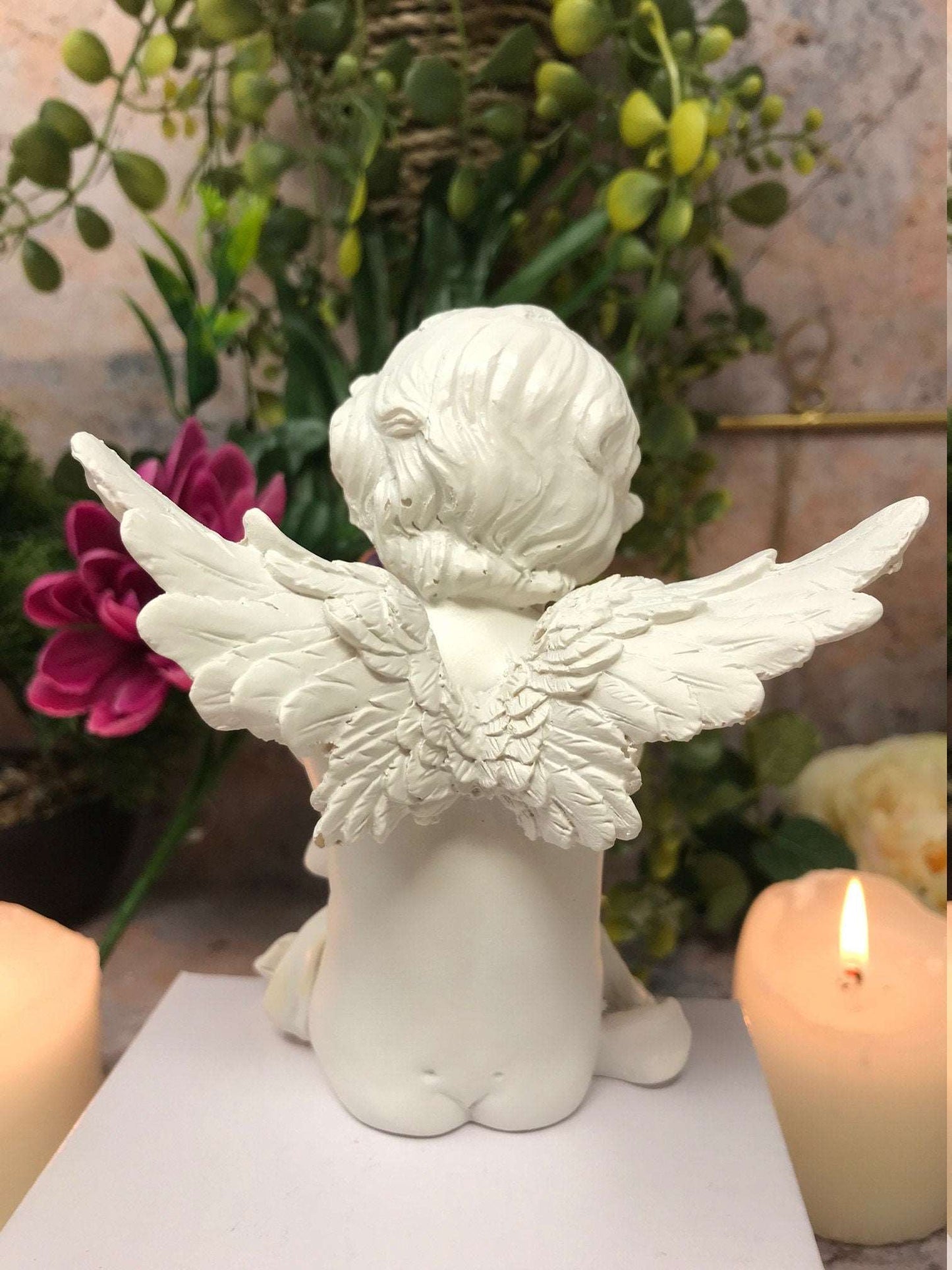 Adorable Cherub Angel Shelf Sitter Figurine - Handcrafted Resin Shelf Decor - Guardian Angel Decoration - Perfect Gift for Loved Ones-Osiris Craftworks