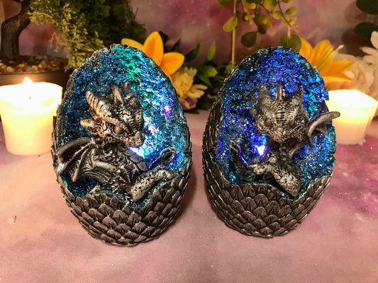 Pair of Dragons Guarding Egg LED Changing Light Sculpture Statue Dragon Collection Figurine Ornament Home Decoration-Osiris Craftworks